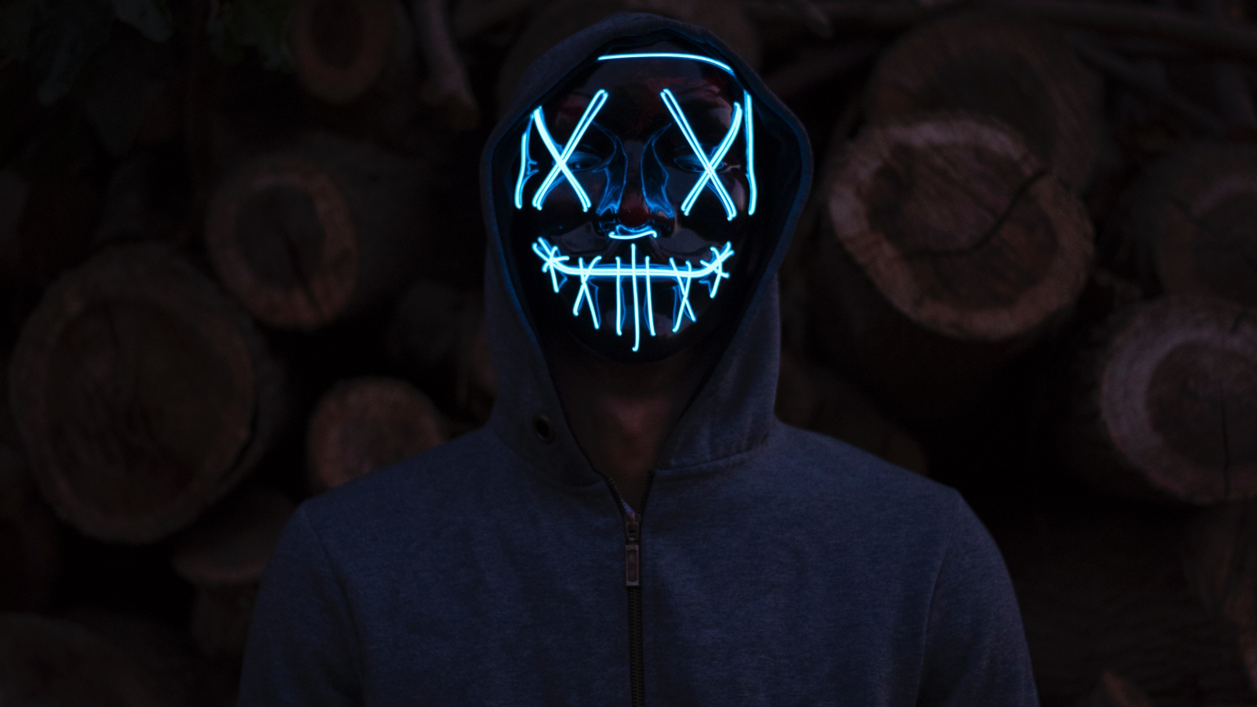 Man Wallpaper 4K, LED mask, Anonymous, Photography, #6305