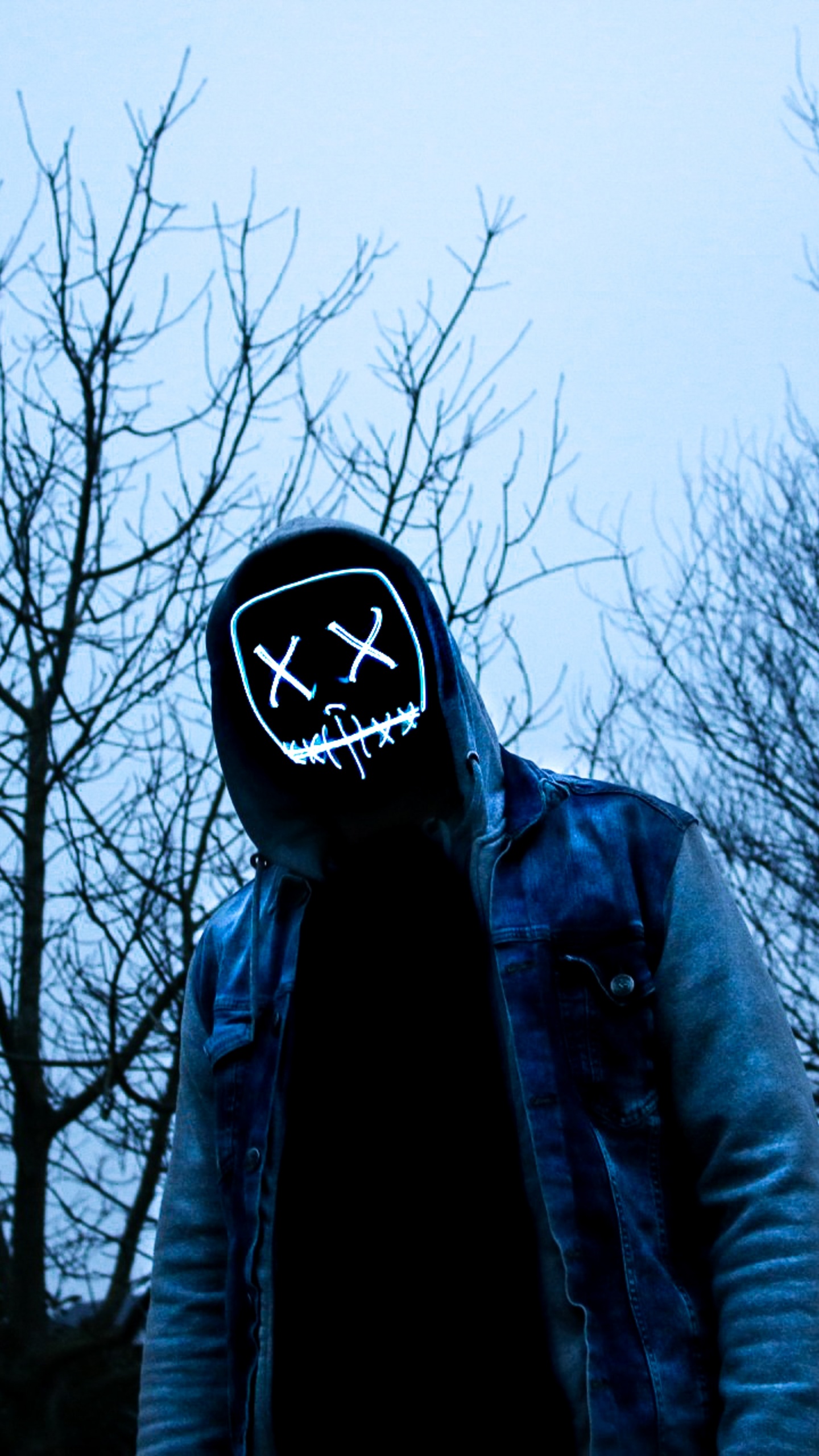 Man Wallpaper 4K, LED mask, Dope, Evening, Anonymous, Hoodie, 5K