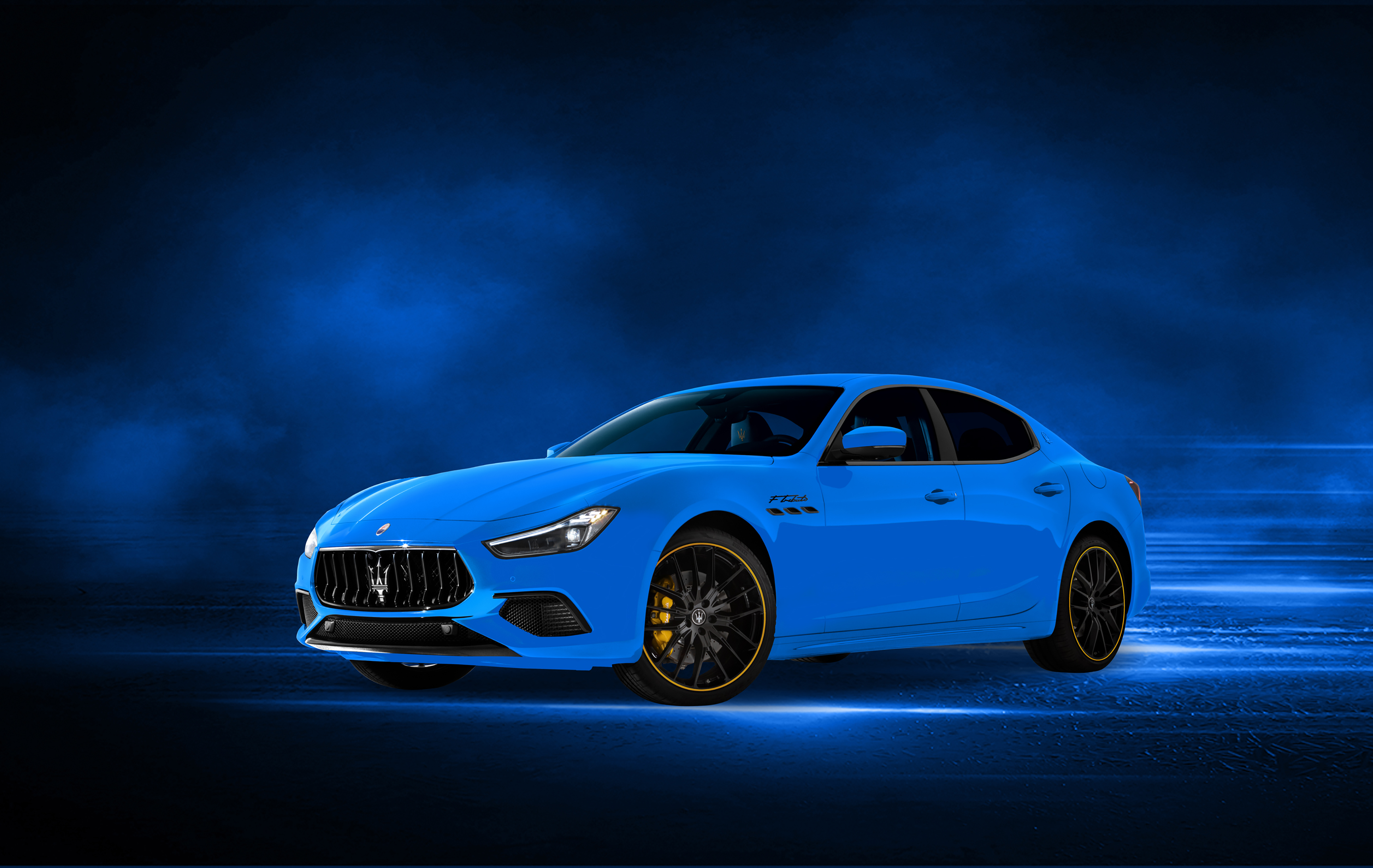 Maserati Ghibli S Q4 F Tributo Wallpaper 4k 2021 Blue Background Cars 5267