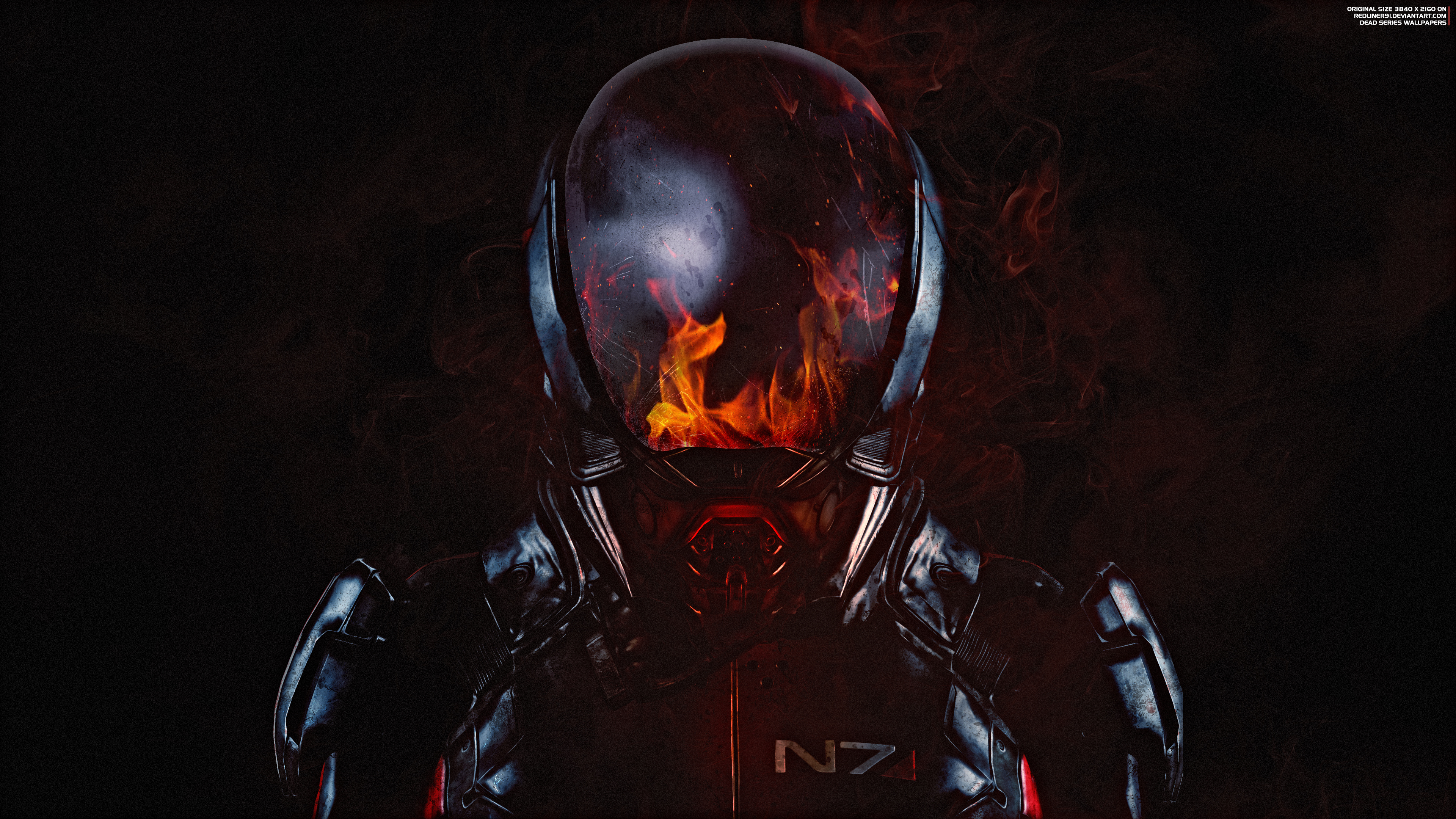 Mass Effect: Andromeda Wallpaper 4K, N7 Armor, Fire, Graphics CGI, #5111
