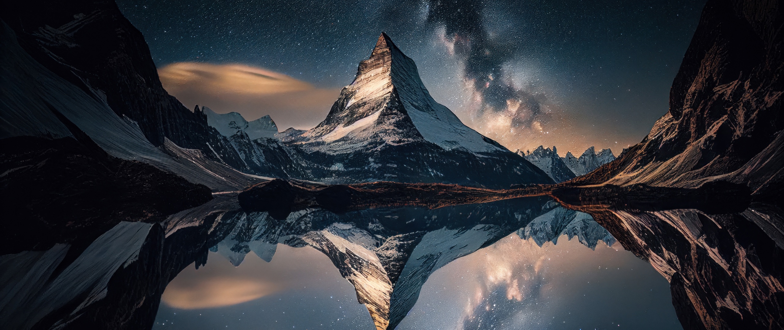 Обои 21 9 ultrawide. Гора Маттерхорн в Швейцарии. Швейцария Альпы озеро. ЭПИЧНЫЕ горы ночь.