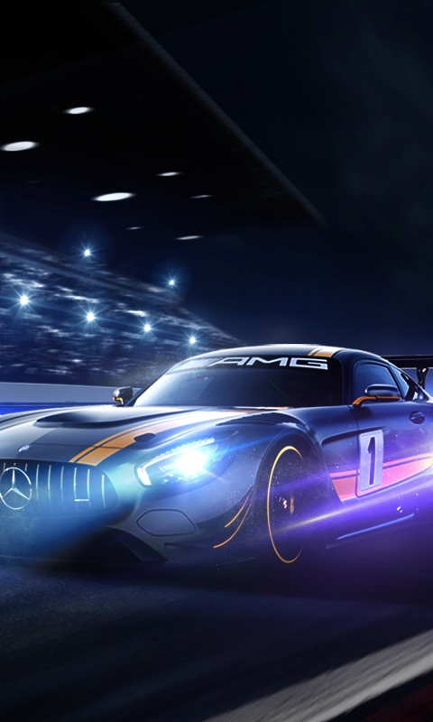 Mercedes-AMG GT R Wallpaper 4K, Night, Racing track, Mercedes-AMG
