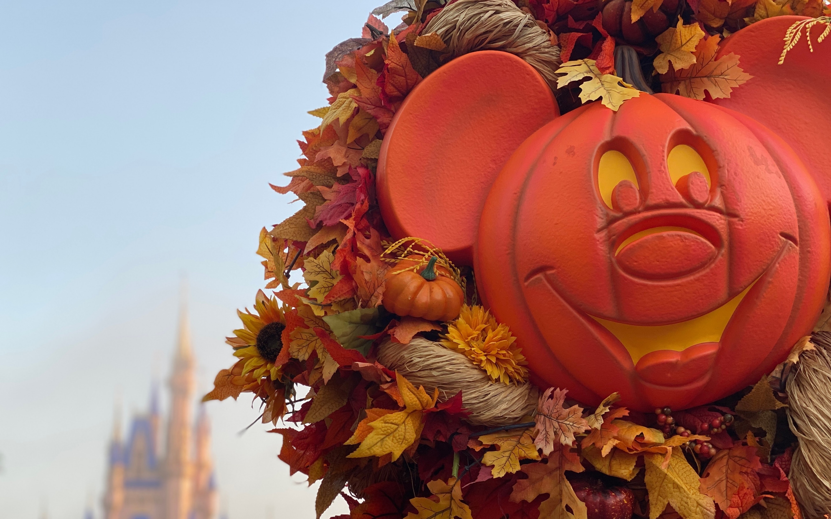 Mickey Mouse Wallpaper 4K, Pumpkin, Thanksgiving