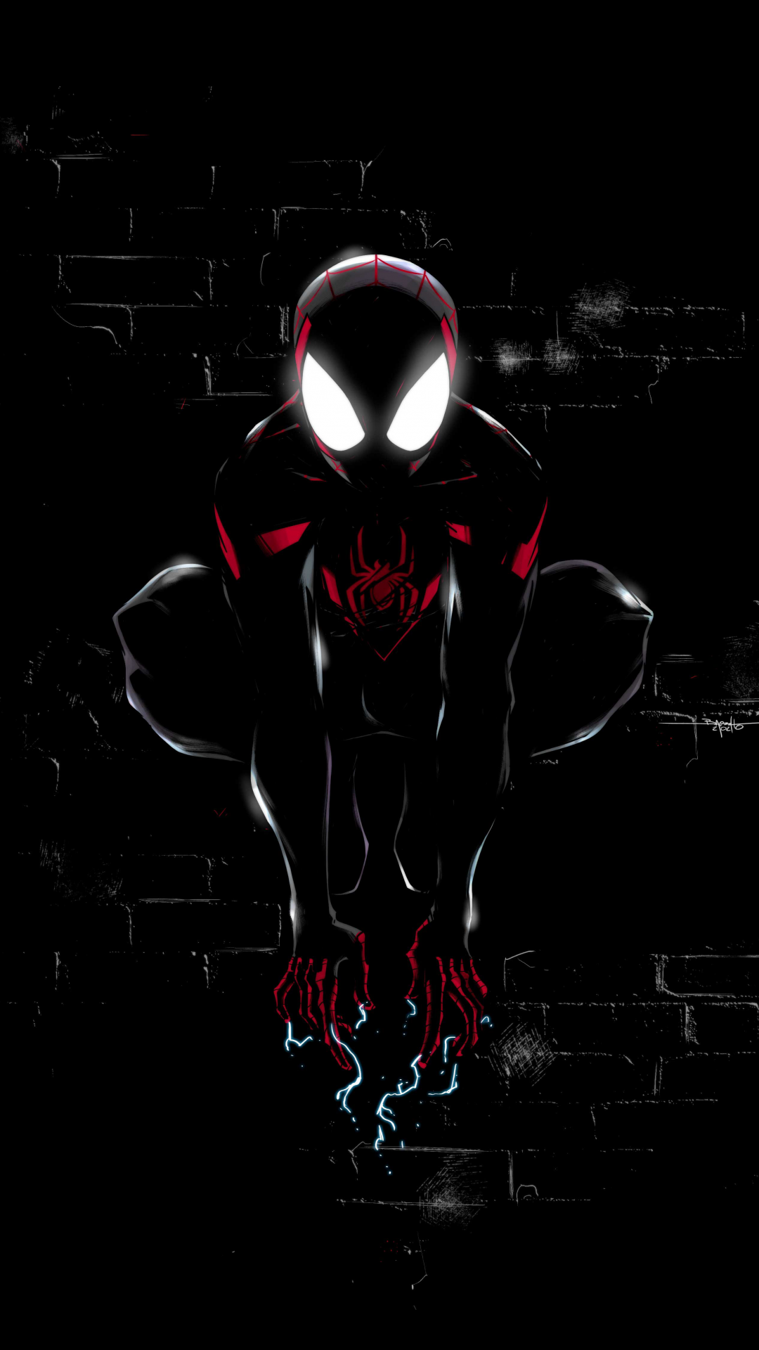 Miles Morales Wallpaper 4K, Spider-Man, Dark, Black background, Artwork