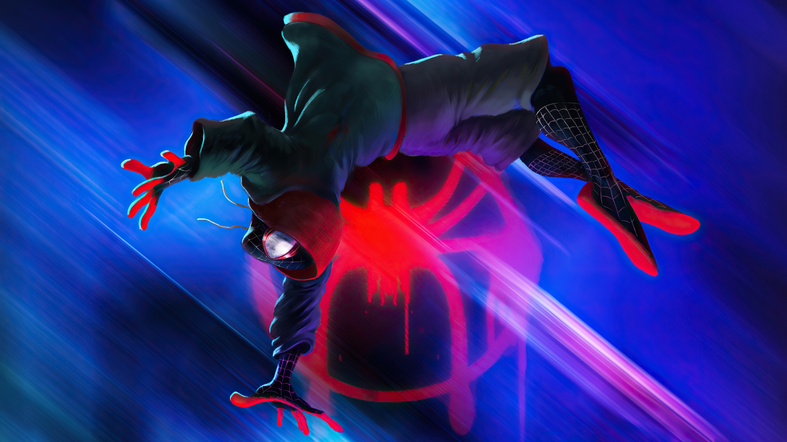 Miles Morales Falling Upside Down Spider-man Into The Spider-verse Live  Wallpaper - MoeWalls