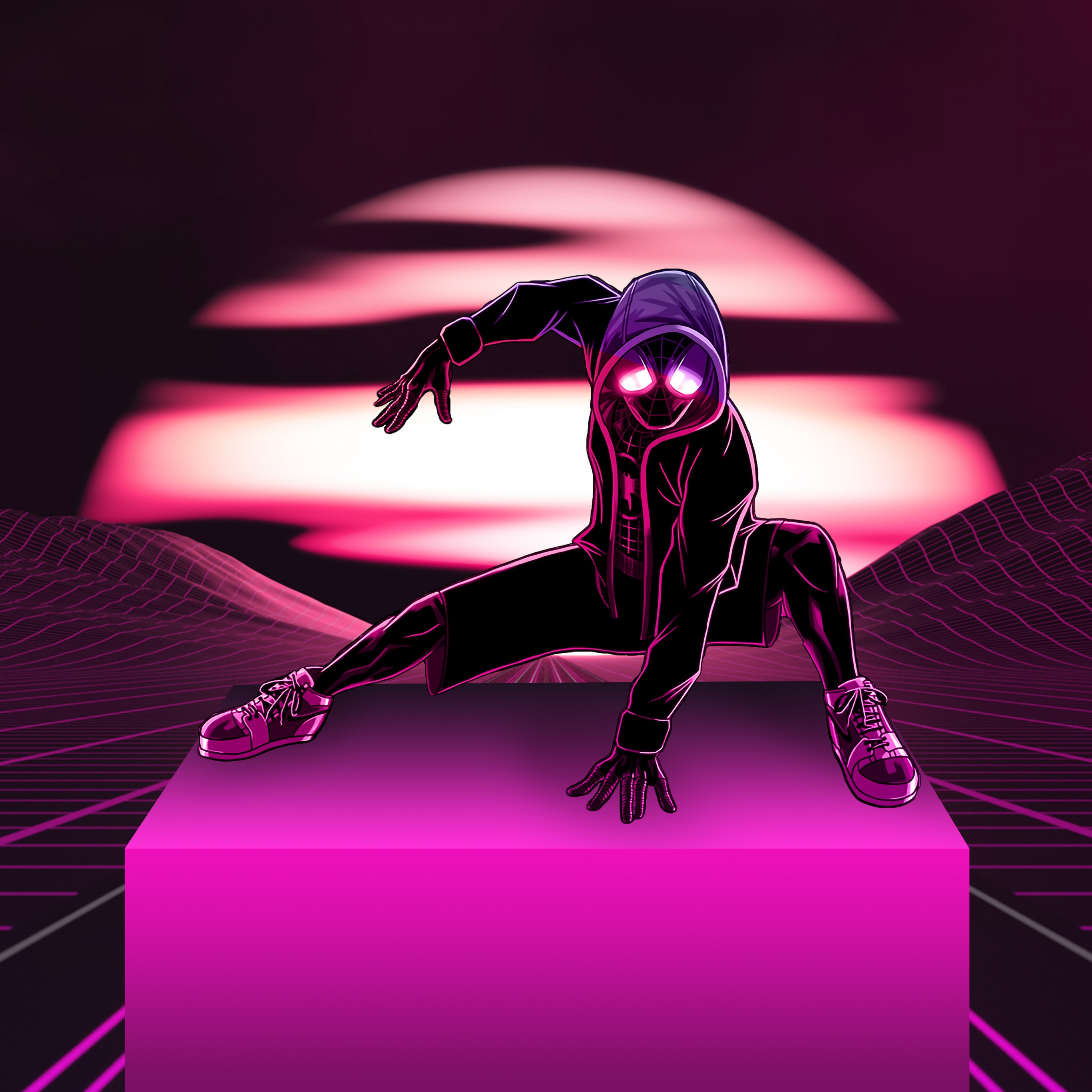 Miles Morales Wallpaper 4K, Spider-Man, Neon, Pink, Graphics CGI, #593