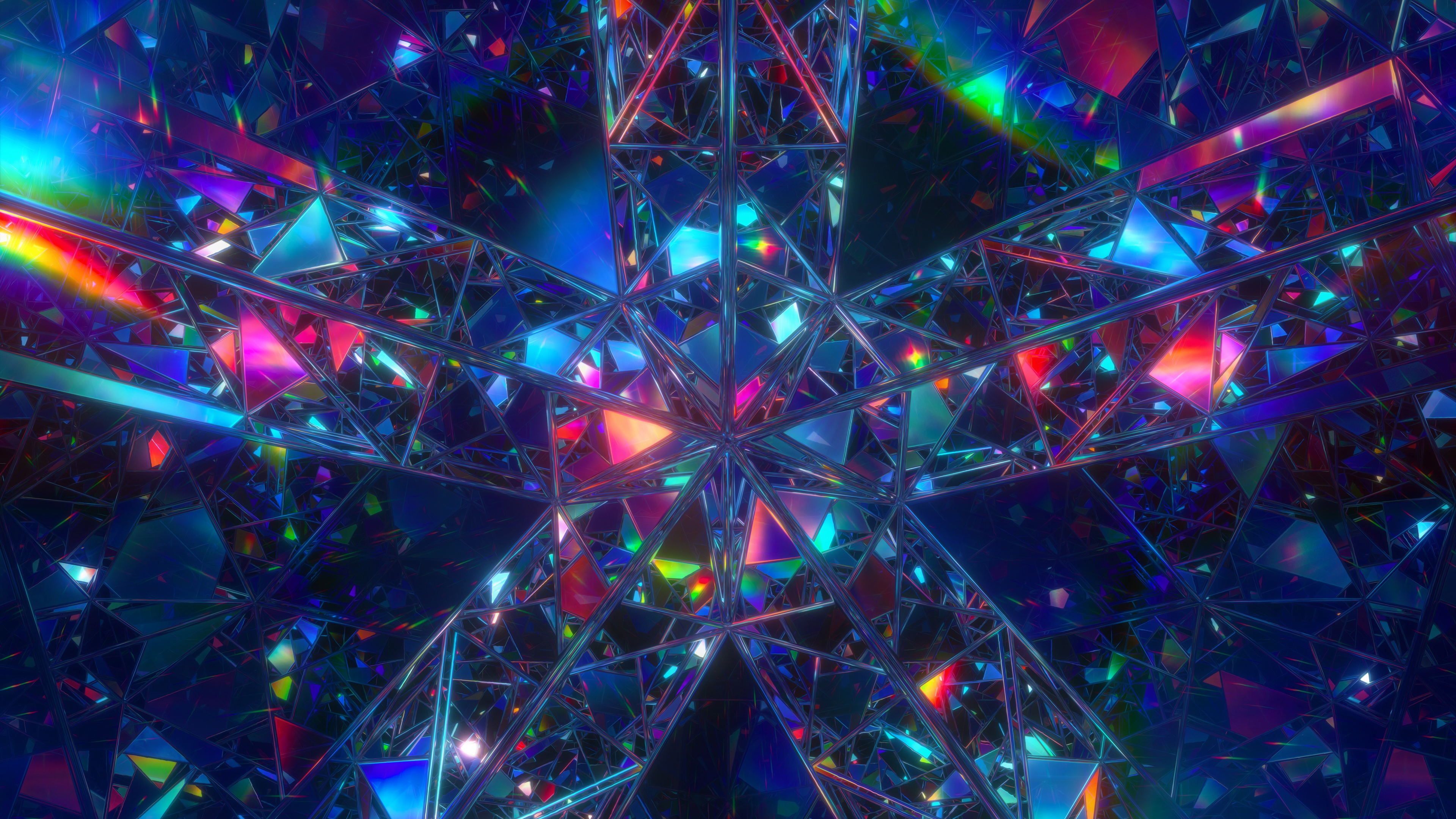 Mirror Wallpaper 4K Crystals Rainbow Dispersion 7767