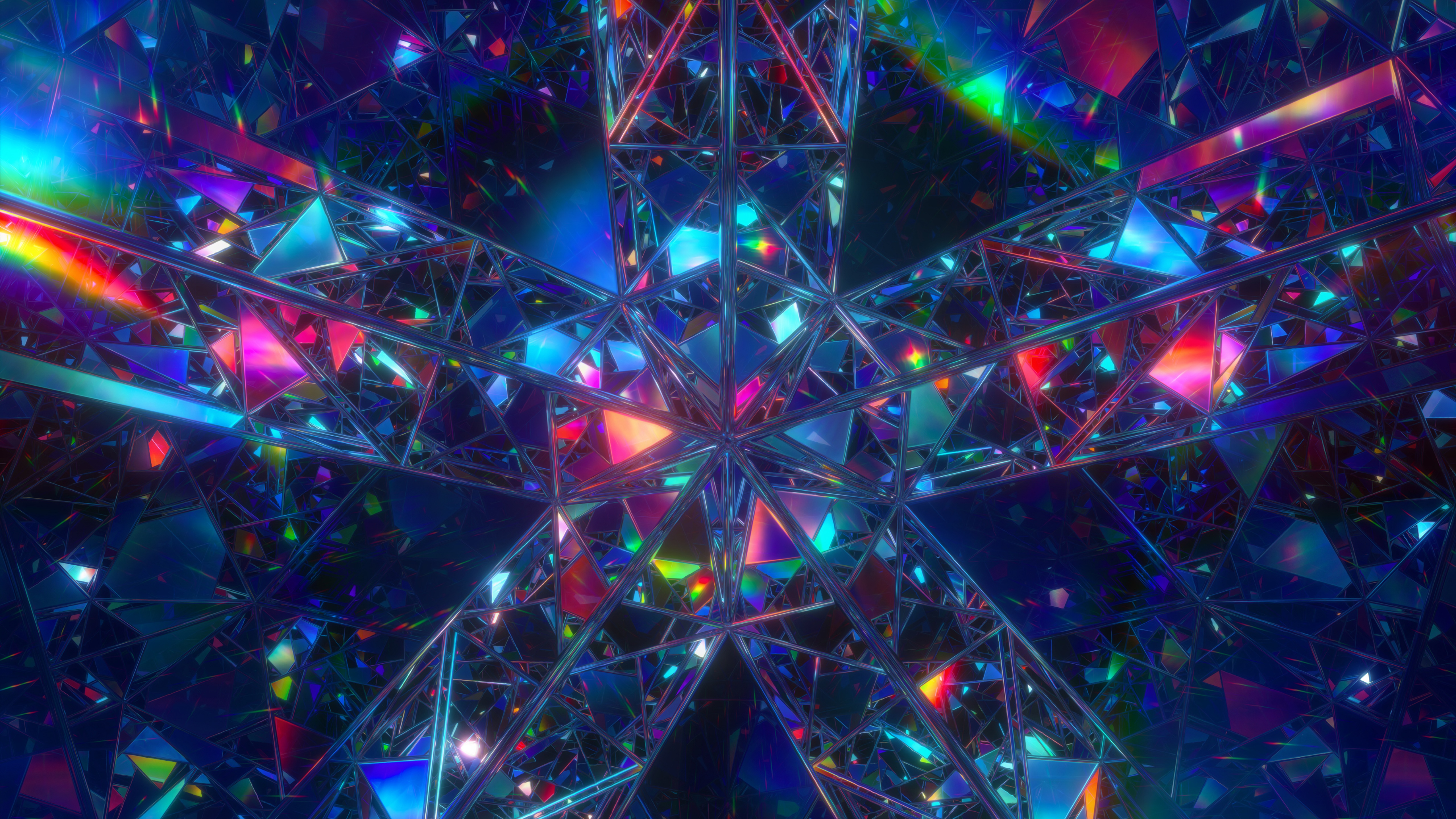 Mirror Wallpaper 4K, Crystals, Rainbow, Abstract, #7767
