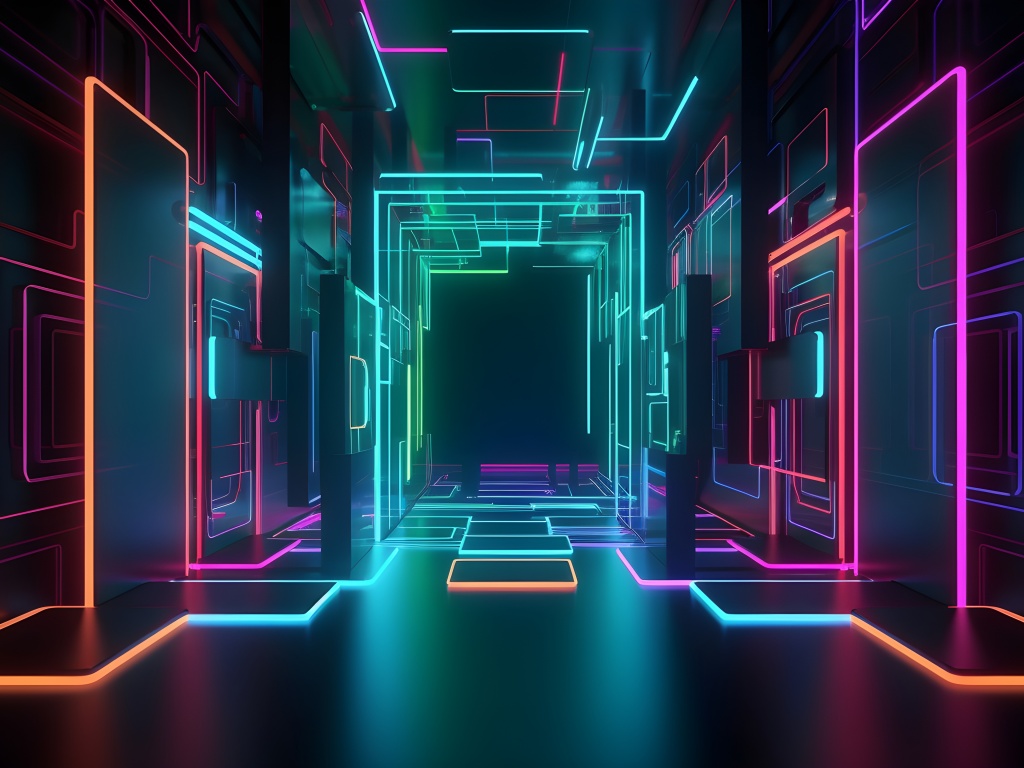 Modern interior Wallpaper 4K, Neon Lights, 5K, Colorful lights