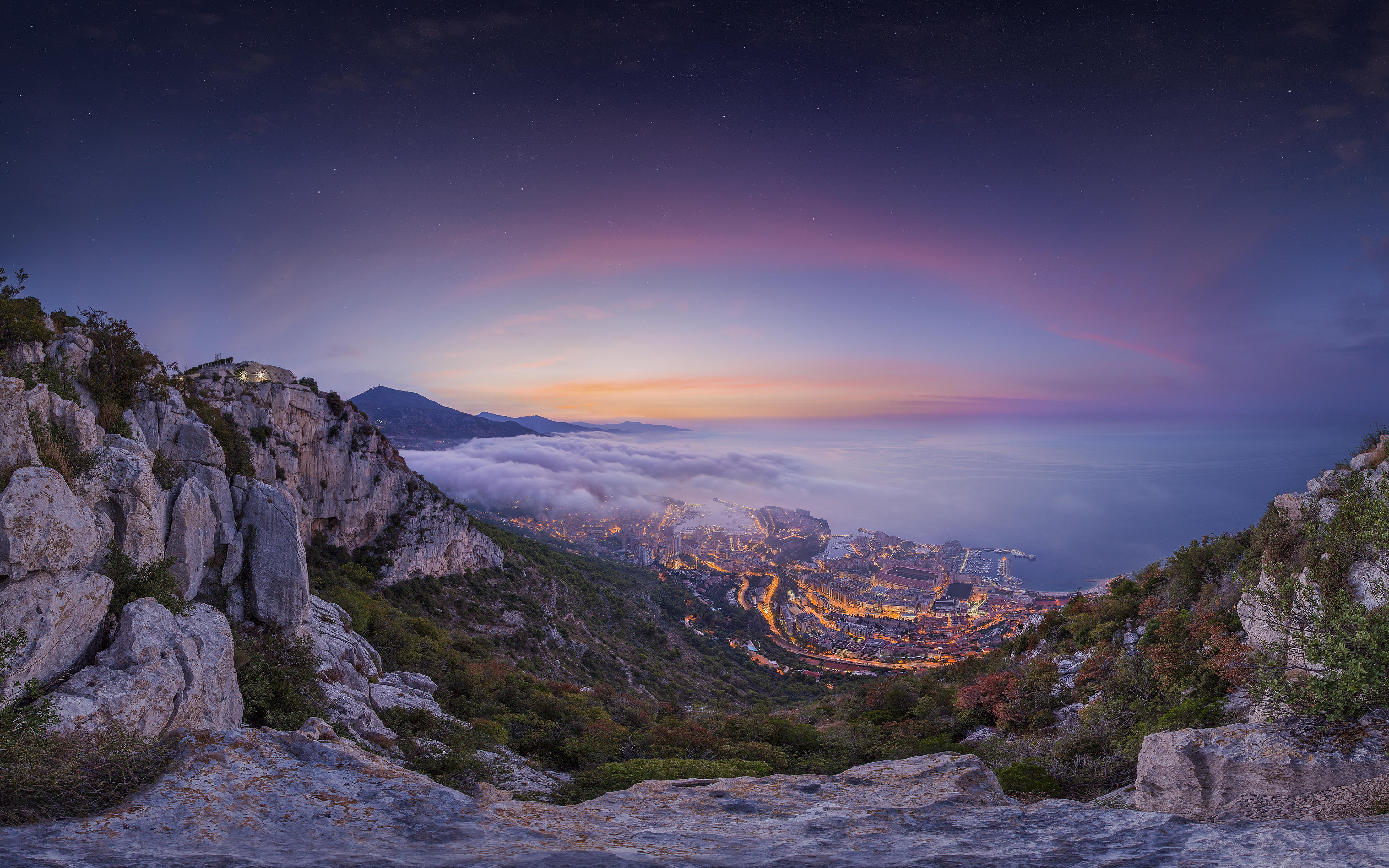 3840x2160. Ай-Петри. Горы Монако. Горы Крыма 4к. Вид на Монако с горы.