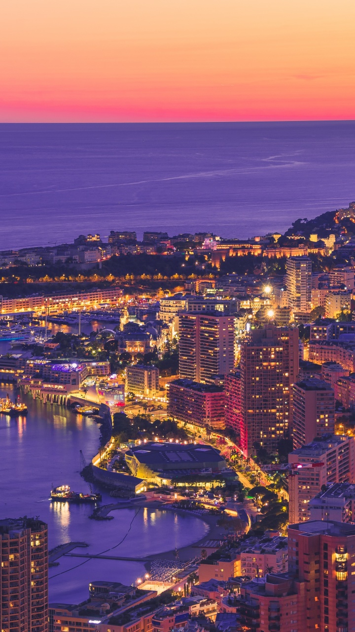 Monte Carlo Wallpaper 4K, Sunset, Dawn, Cityscape, Harbor, City lights ...