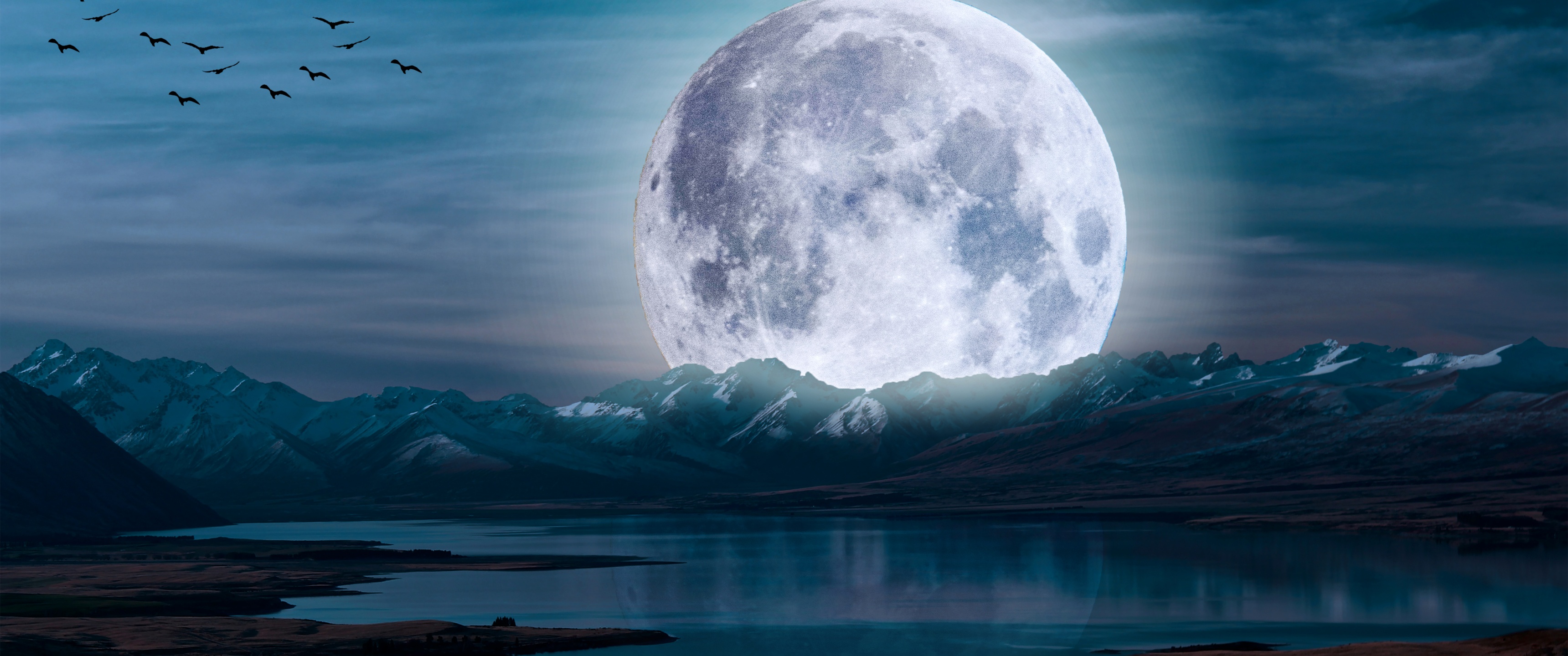 Moon Night Landscape Background, Moon, Night, Landscape Background Image  And Wallpaper for Free Download
