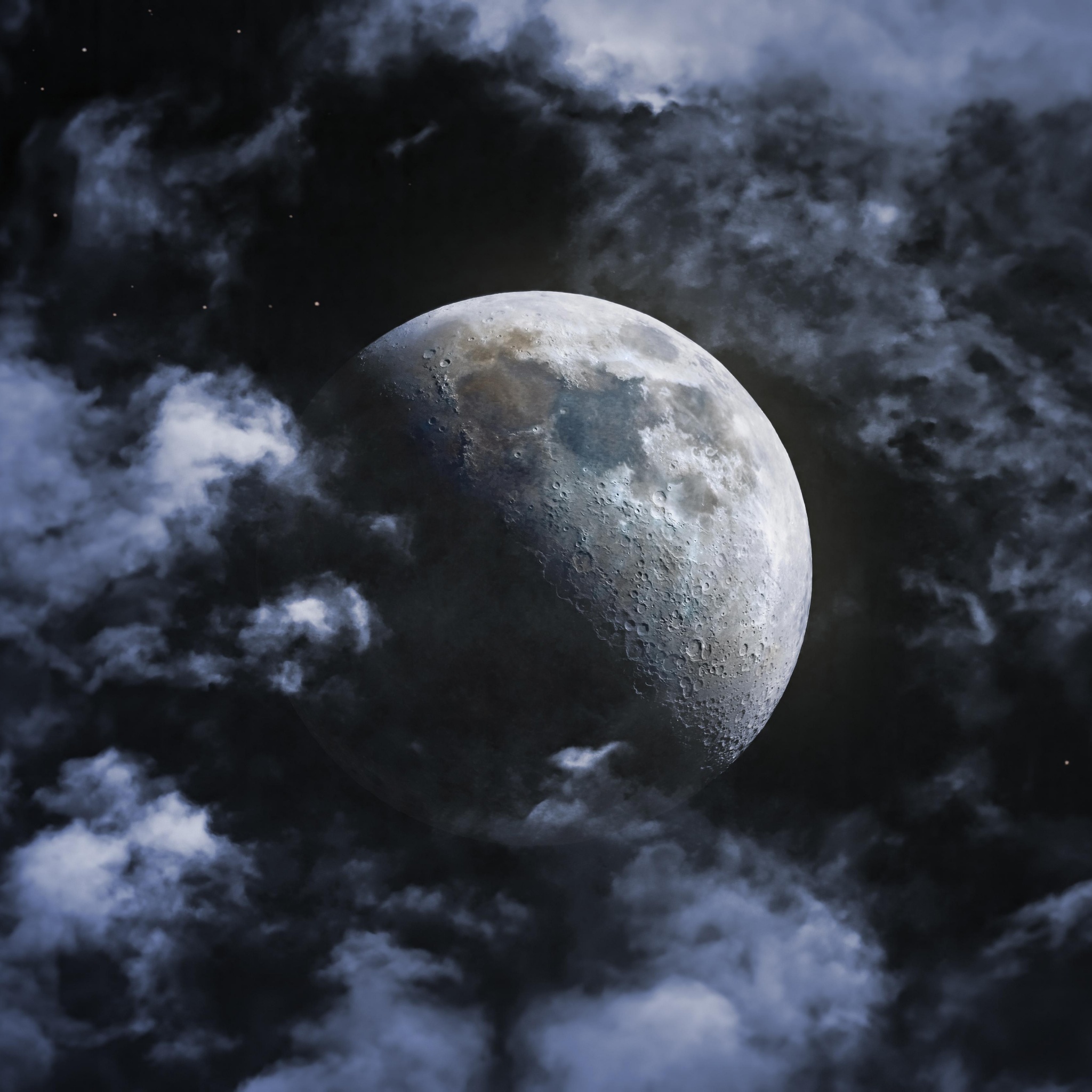 Moon Wallpaper 4K, Clouds, Space, #6174
