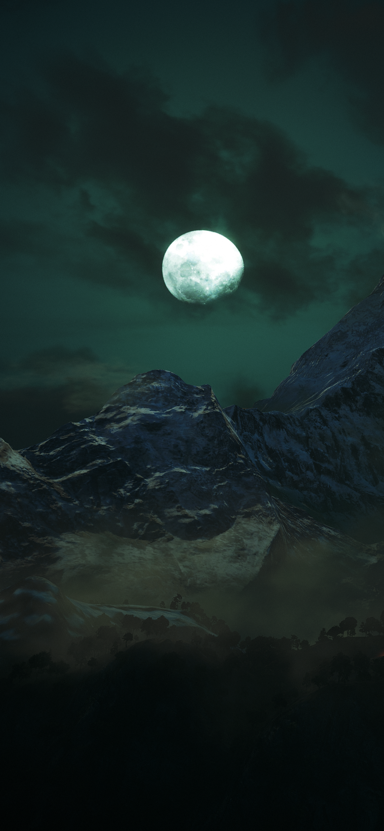 Moon Wallpaper 4K, Mountains, Night, Dark, Nature, #1160