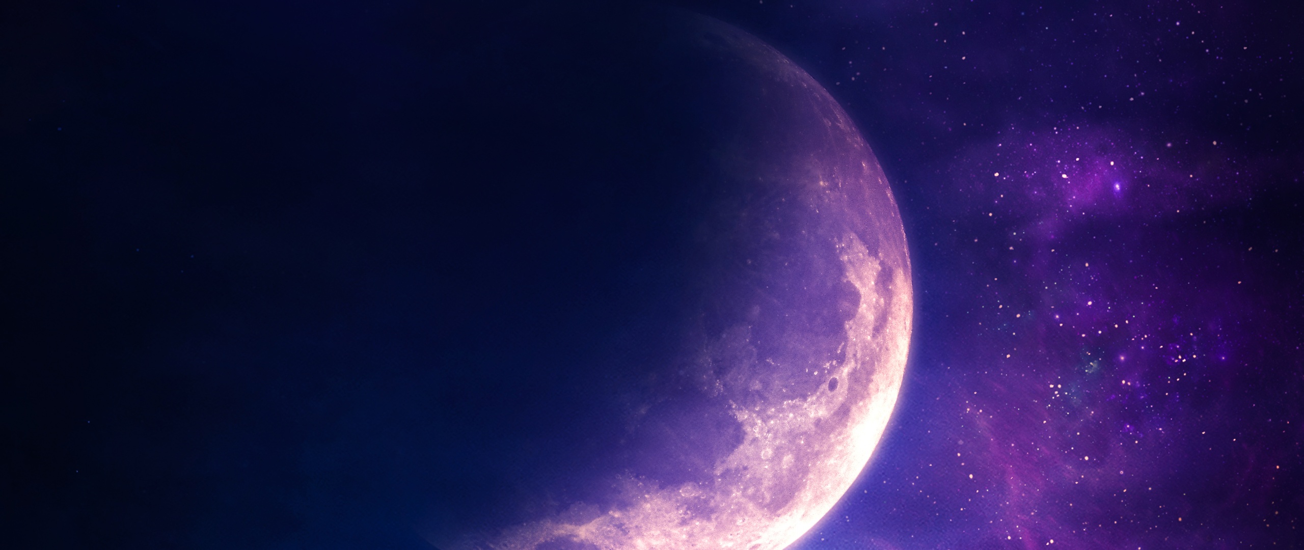 Aesthetic Wallpaper 4K Moon Stars Purple sky Surreal 11331