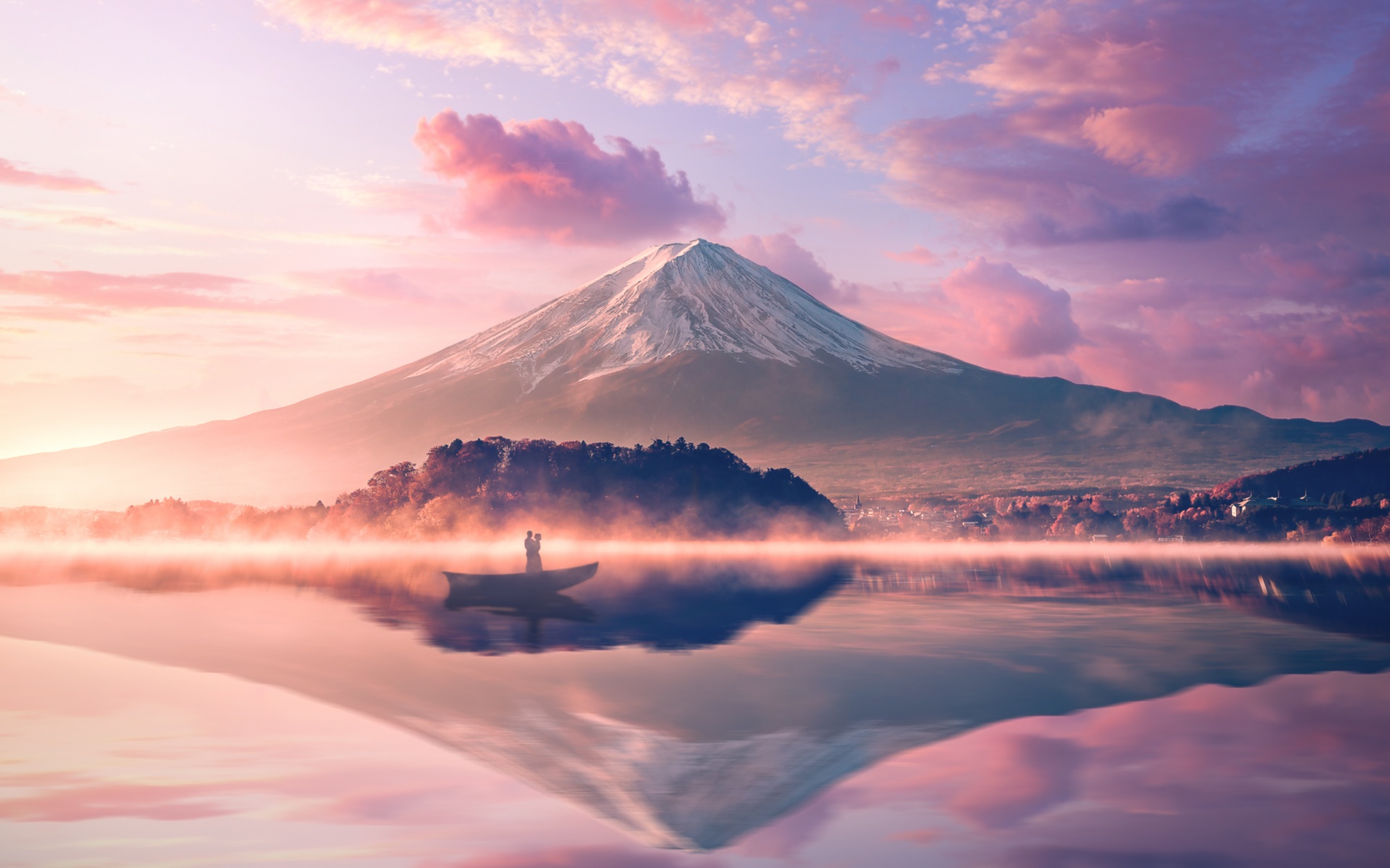 Mount Fuji 4K Wallpaper, Volcano, Japan, River, Reflection