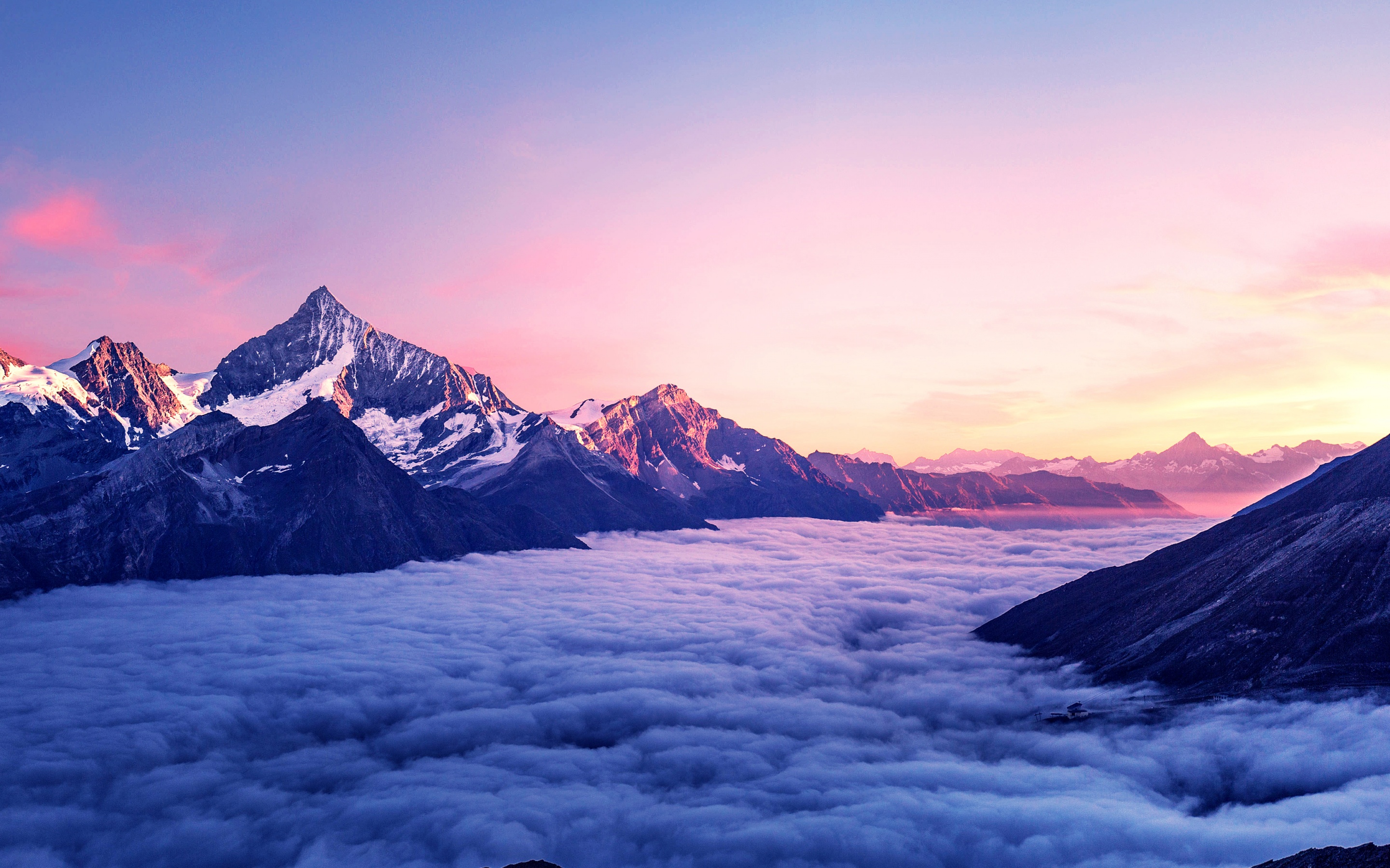 Mountain Peak Wallpaper 4k, Above Clouds, Sunrise