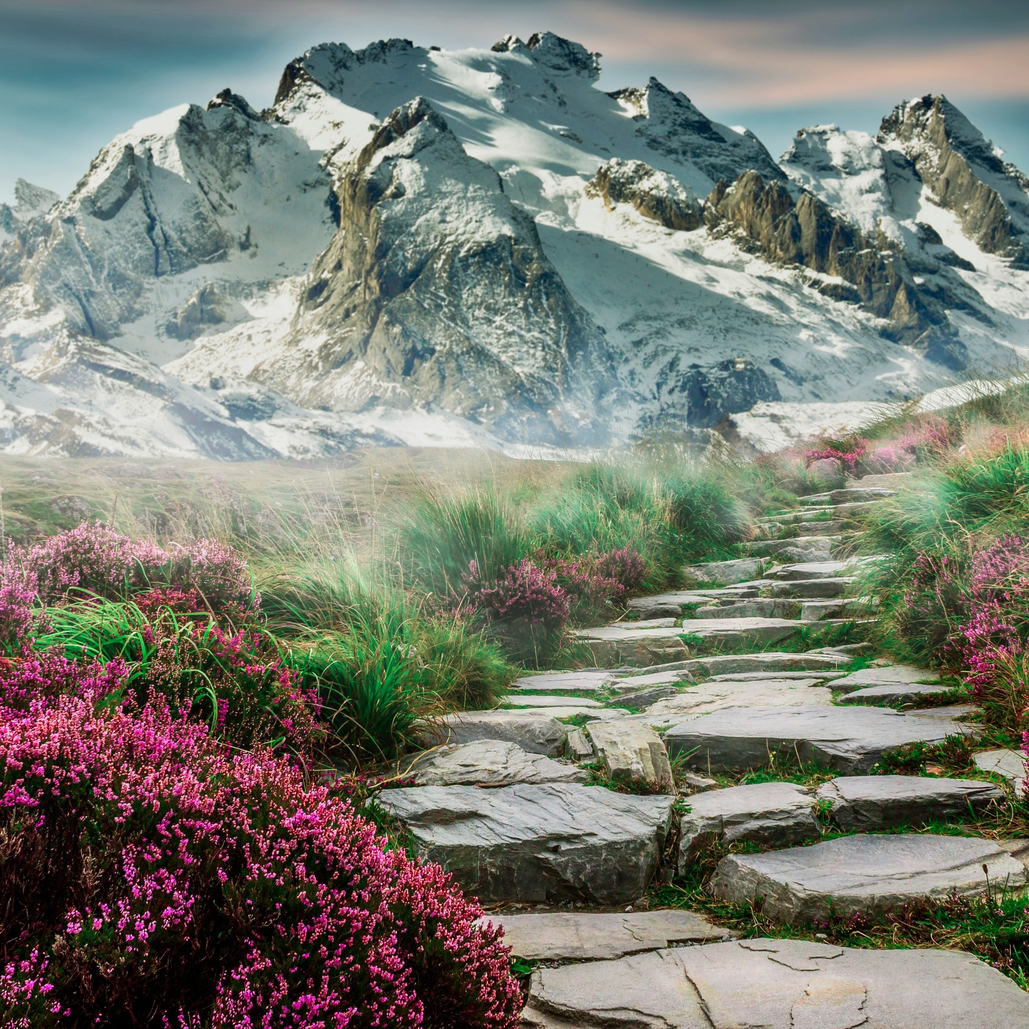 Mountains Wallpaper 4K, Path, Hill, Spring, Nature, #421