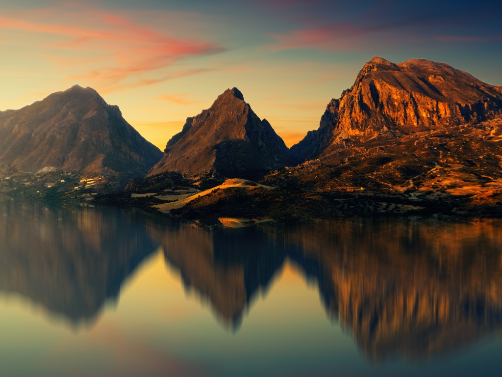 Mountains Wallpaper 4K, River, Reflection, Aesthetic