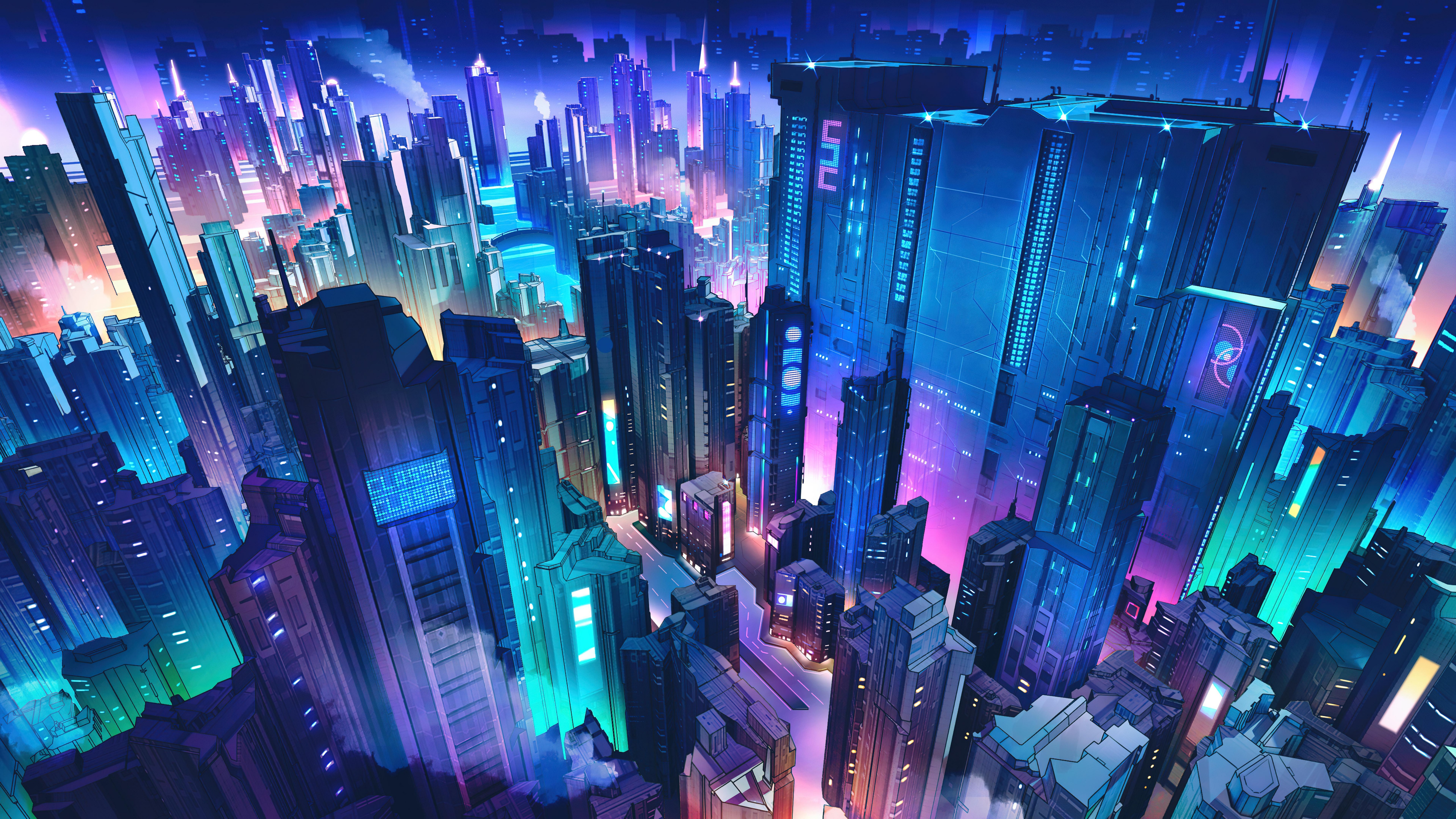 Neon city Wallpaper 4K, Futuristic city, Graphics CGI, #8801