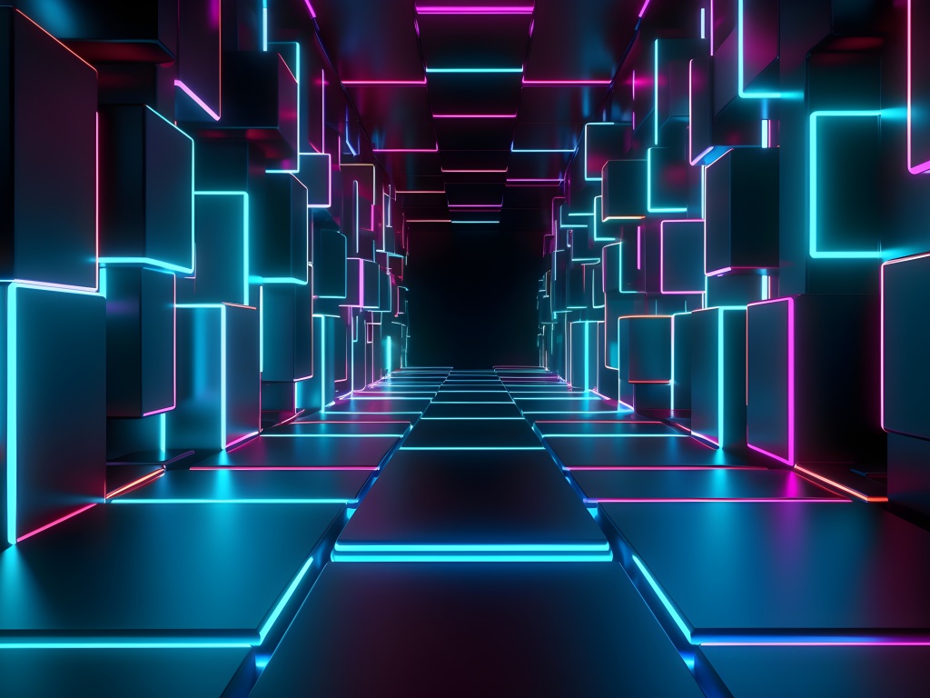 Neon Lights Wallpaper 4K, 3D Render, Surreal, 5K