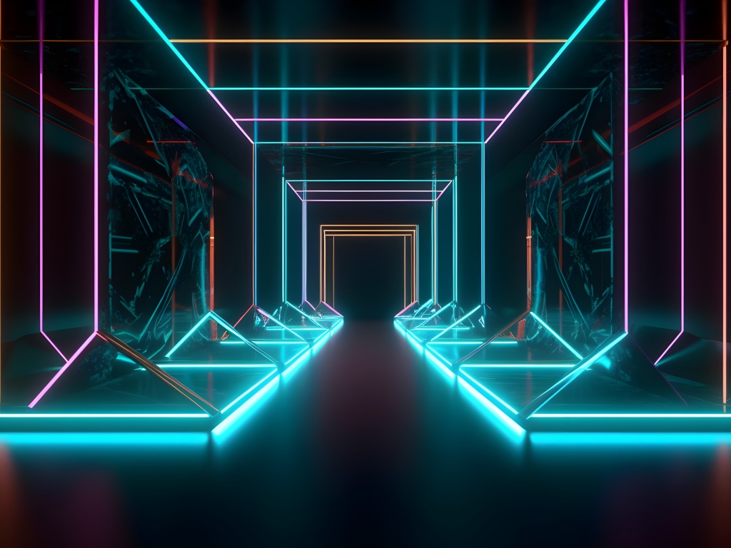 Neon lines Wallpaper 4K, Modern interior, Geometric, 5K