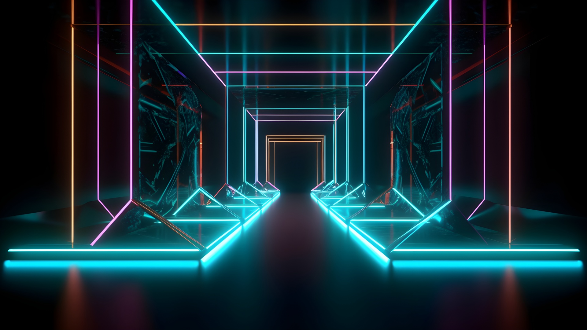 Neon lines Wallpaper 4K, Modern interior, Geometric, 5K