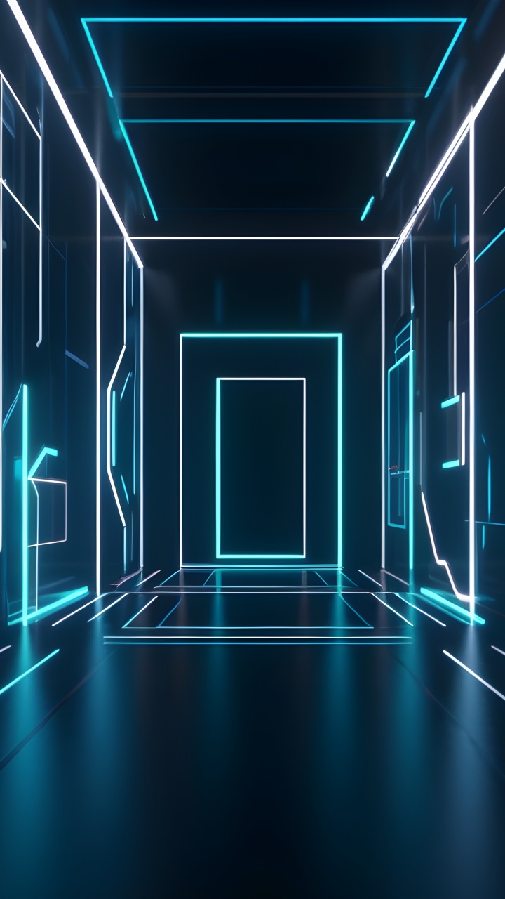 Neon Wallpaper 4K, Wall, Modern lighting, Cyan, 5K