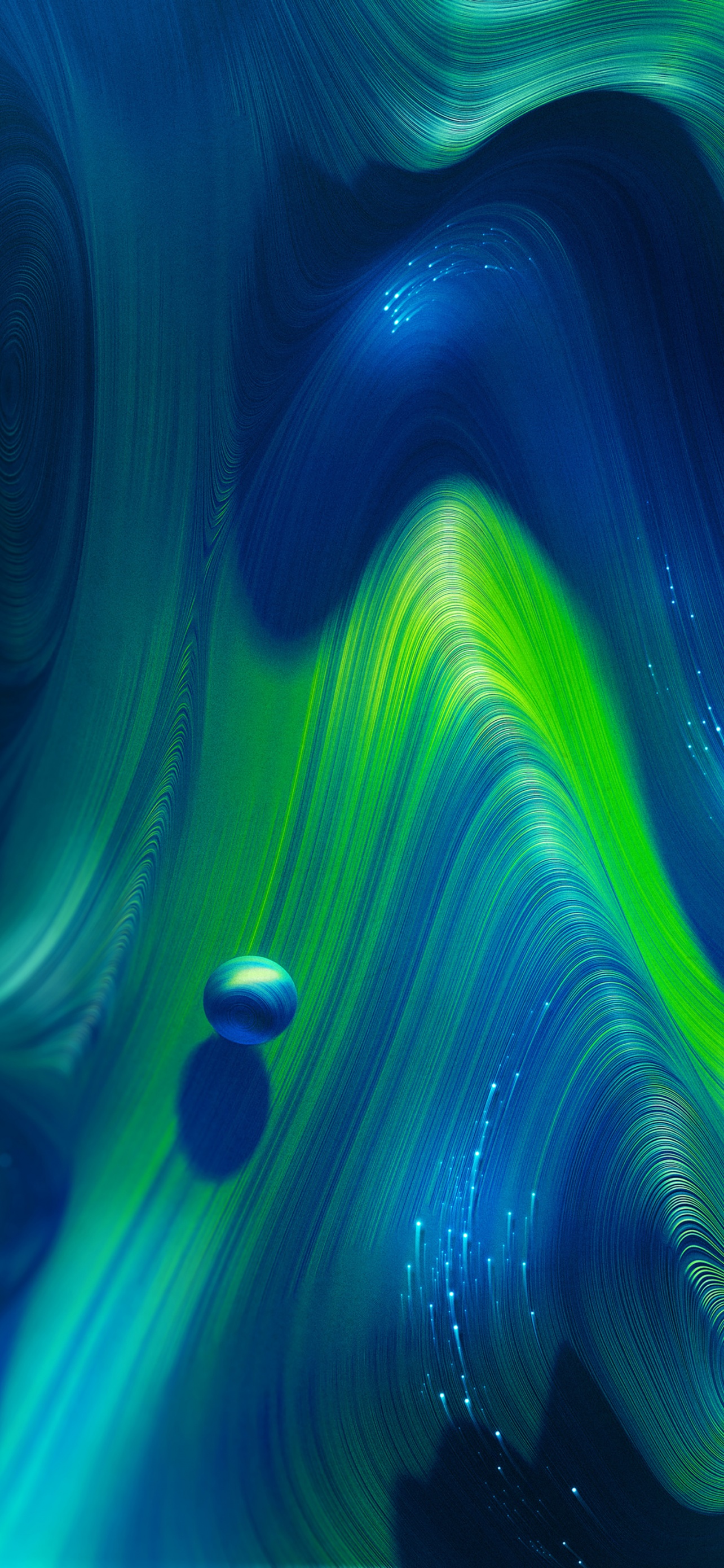 Neural Wallpaper 4K, Curves, Green, Blue, Spheres, Abstract, #3563