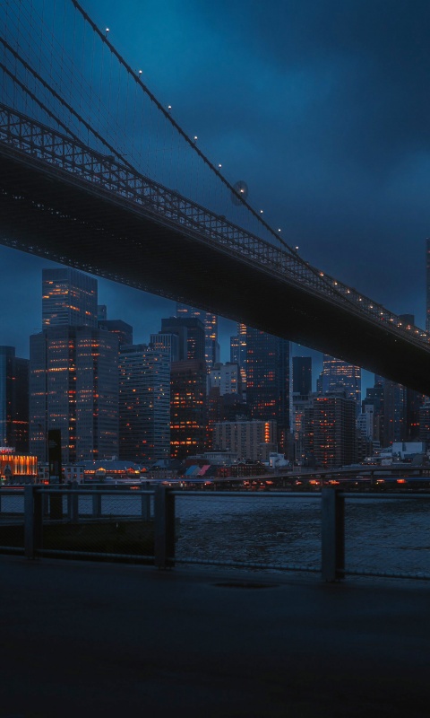 New York City Brooklyn Bridge At Night 4k Wallpaper