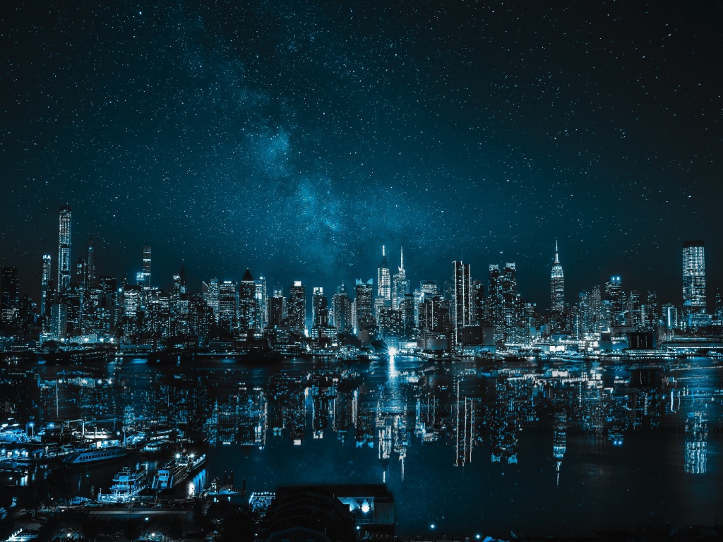 New York City Wallpaper 4K, Panoramic, Cityscape, Night