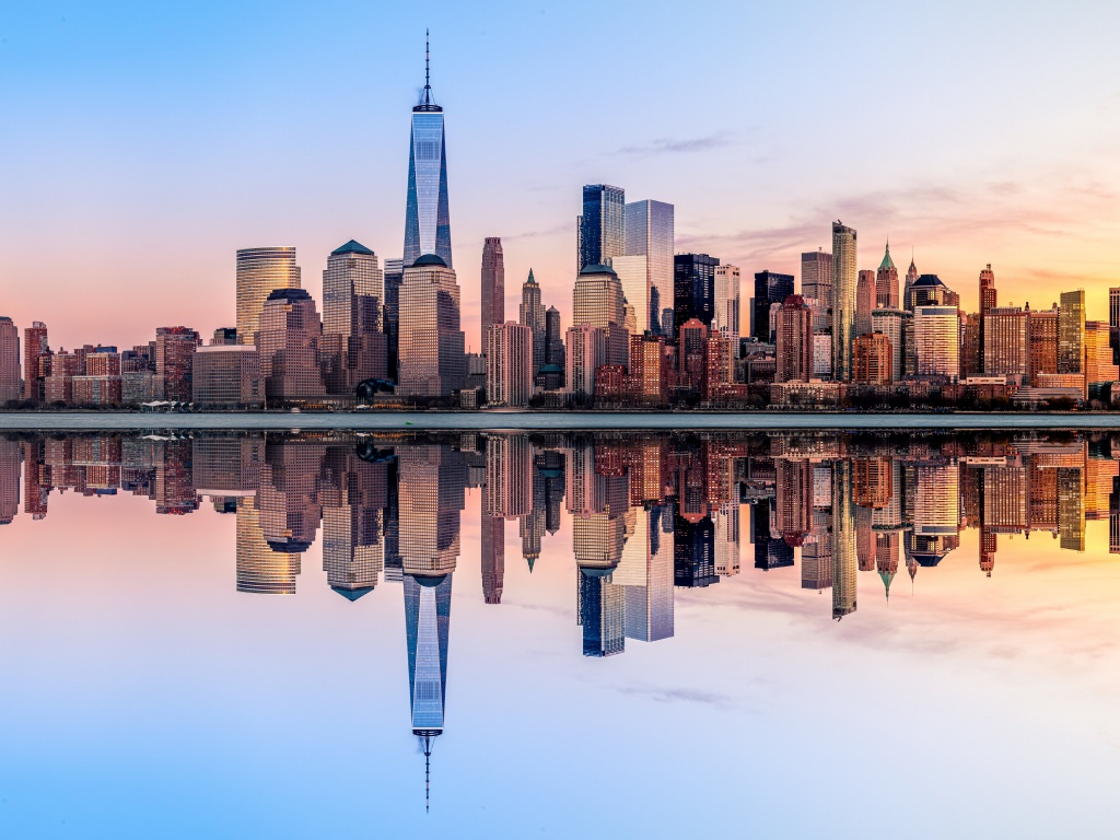 New York City Wallpaper 4K, Panorama, Skyline, Sunset