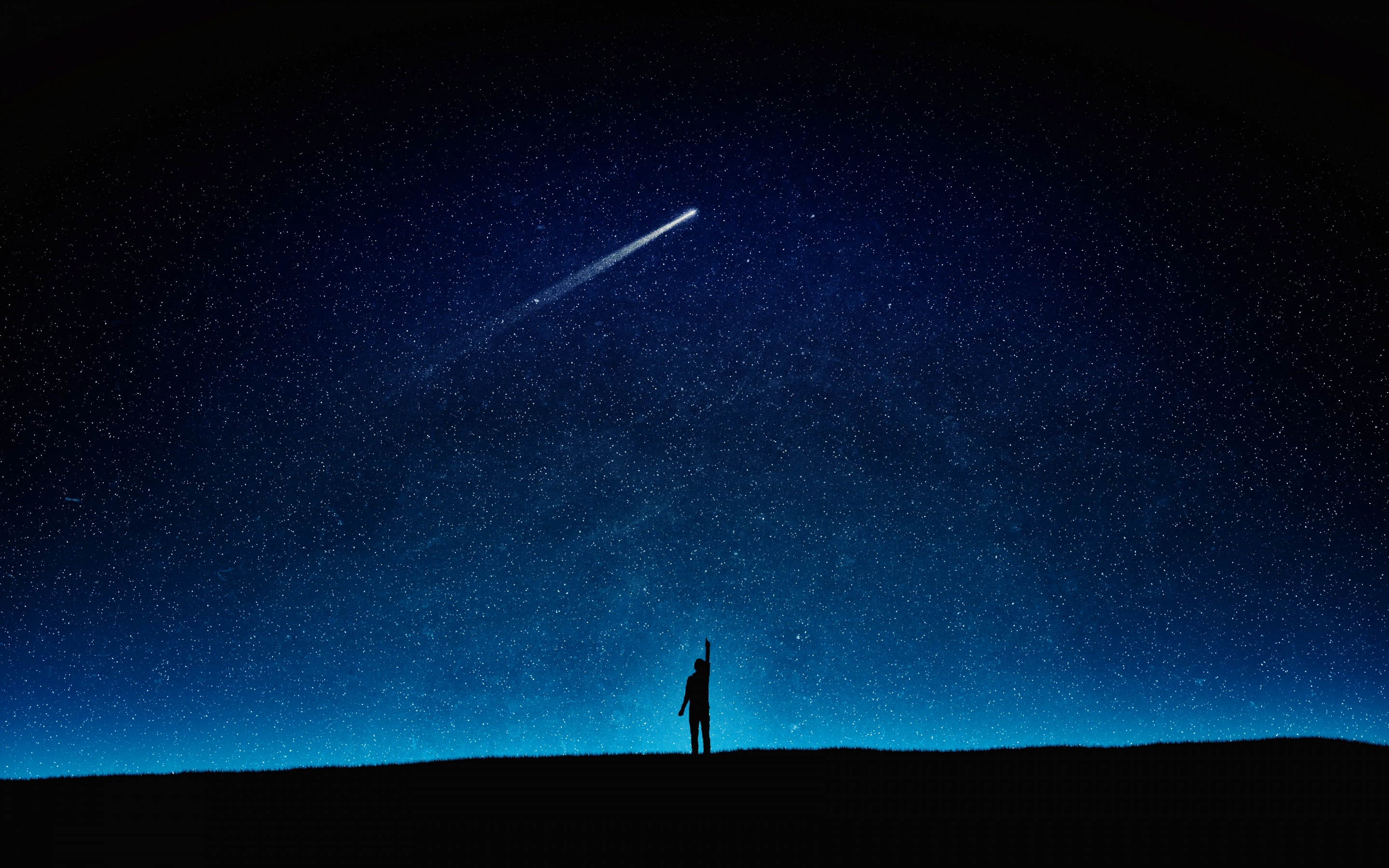 Night Wallpaper 4K, Man, Alone, Starry sky, Fantasy, #8325