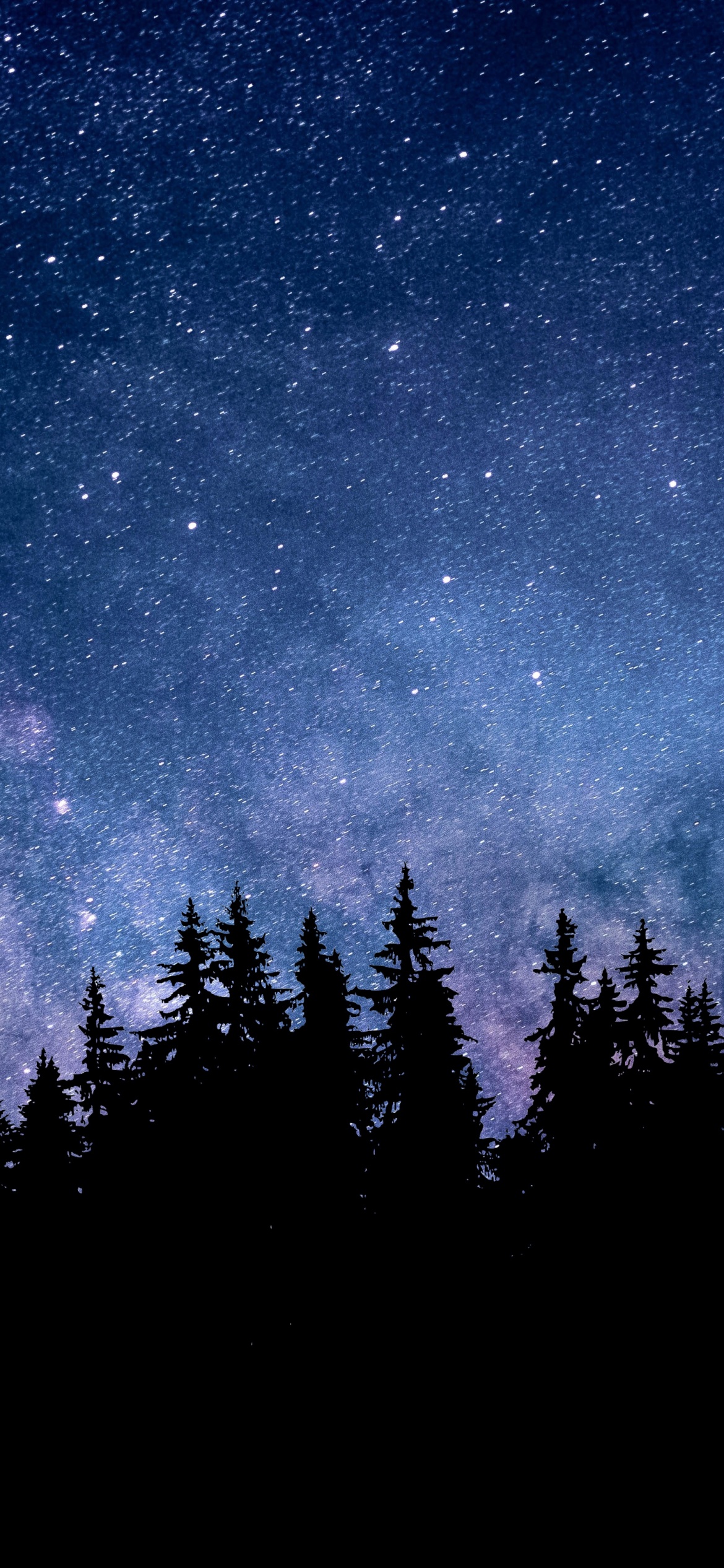 Night Wallpaper 4K, Starry sky, Forest, Silhouette, Astronomy, Nature