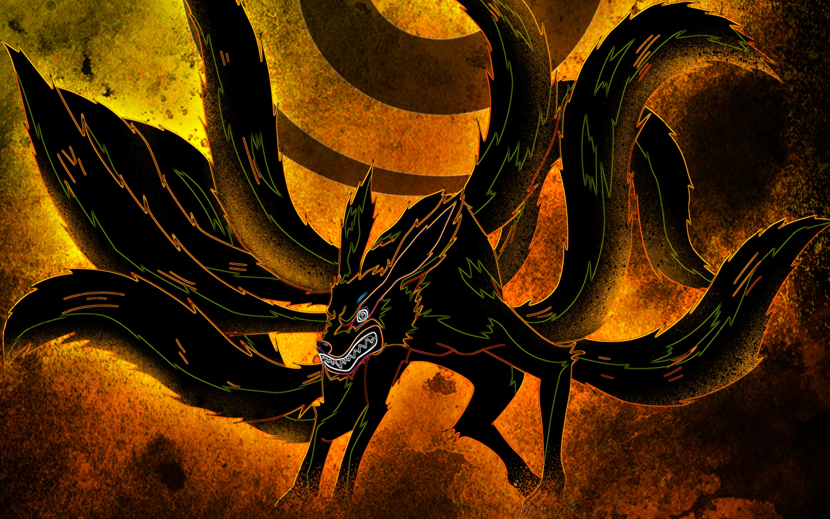 Nine tailed fox Wallpaper 4K, Naruto, Kurama