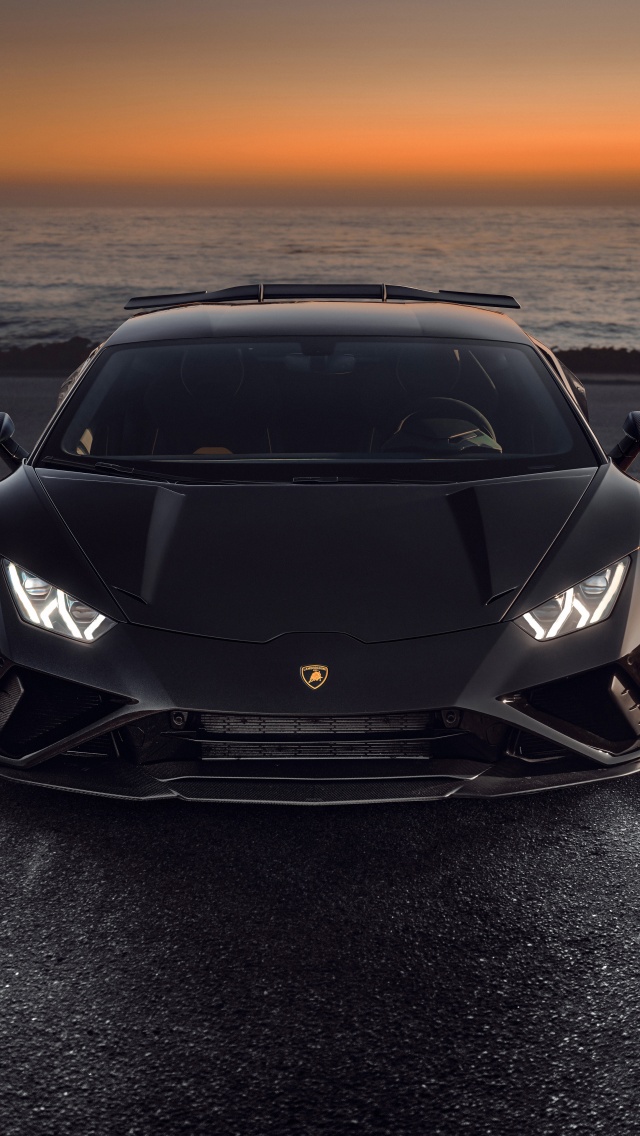 Novitec Lamborghini Huracán EVO RWD Wallpaper 4K, Black cars, Sunset