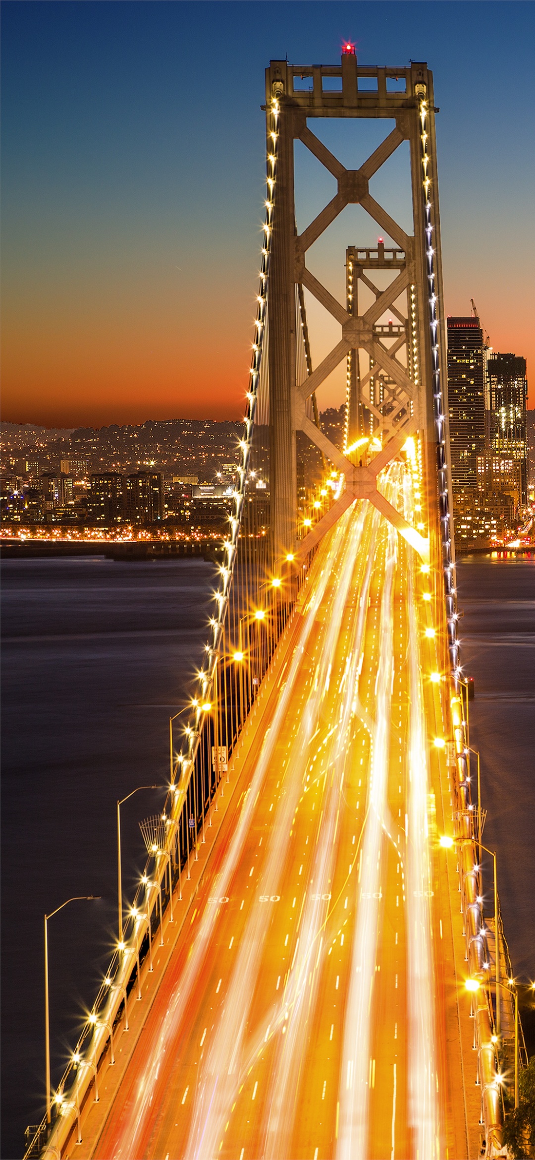 Oakland Bay Bridge Wallpaper 4K, San Francisco, Cityscape, City lights