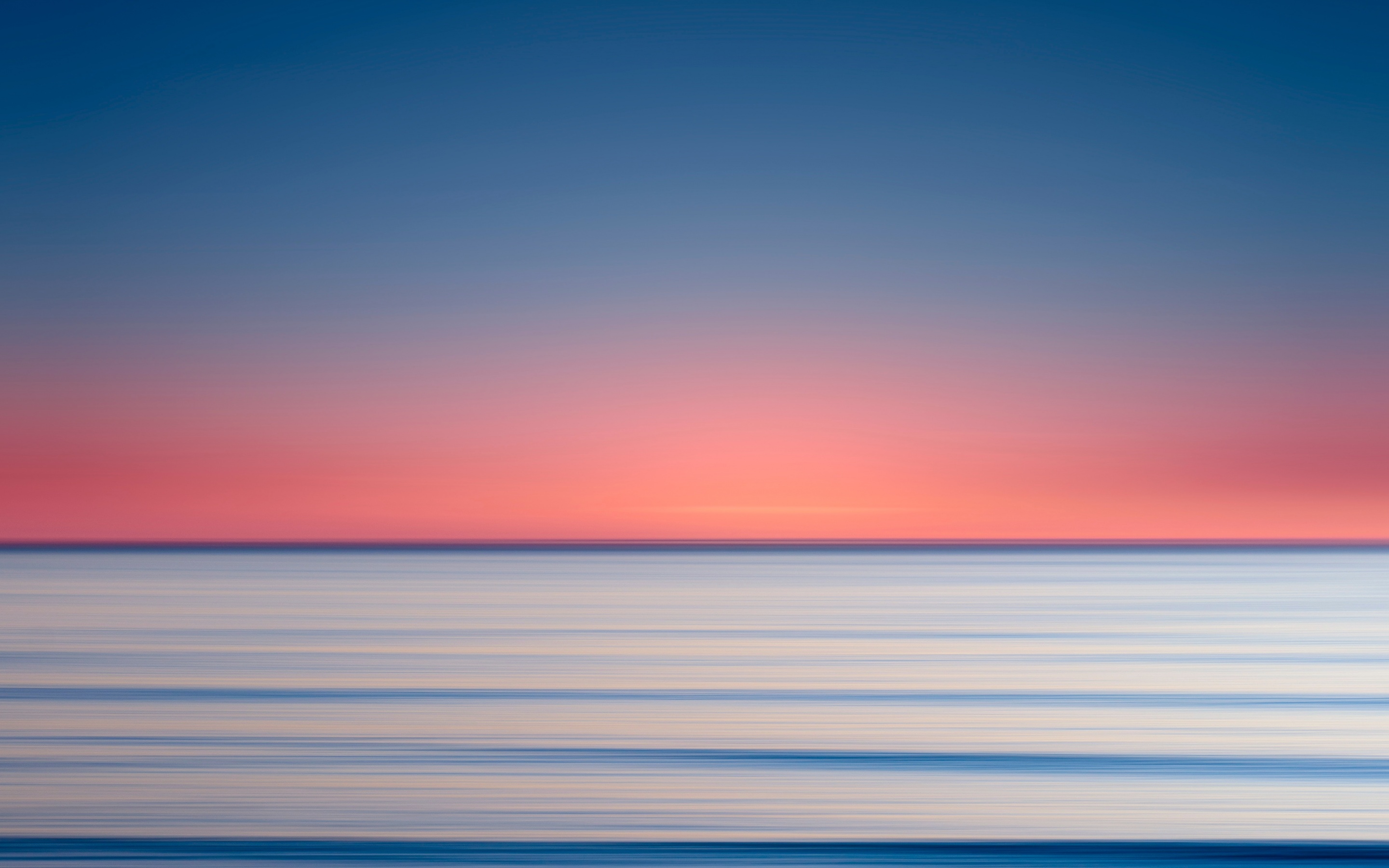 Sunset Wallpaper 4K, Long exposure, Ocean, Horizon, 5K