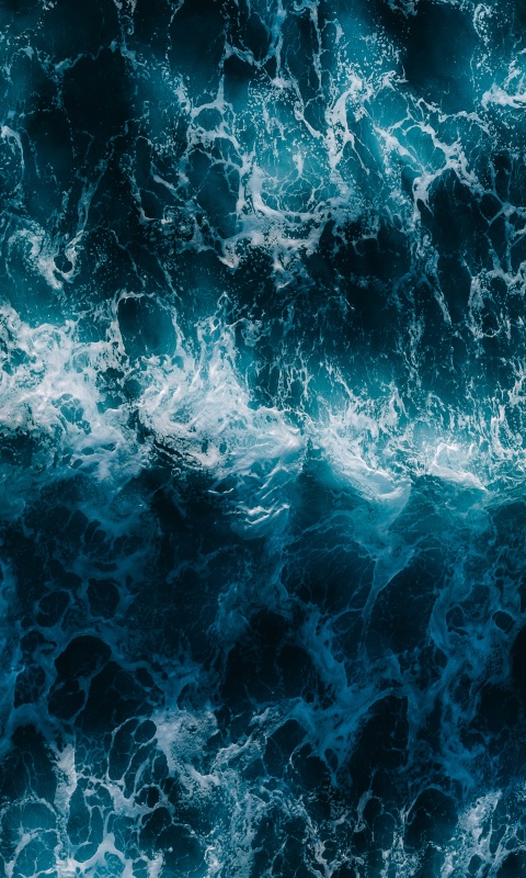 Sea waves Wallpaper 4K, Aerial view, Blue Water, Pattern