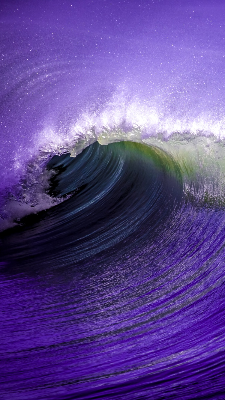 Ocean Waves Wallpaper 4K, Purple, Photo Manipulation