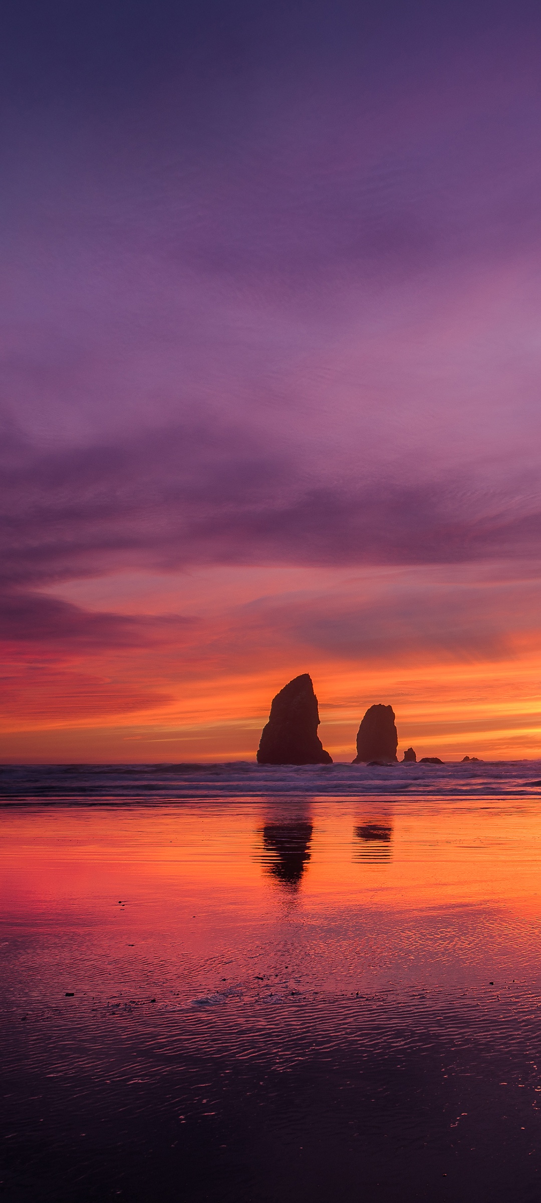 Oregon Coast 4K Wallpaper, Sunset, Beach, Purple sky, Nature, #48