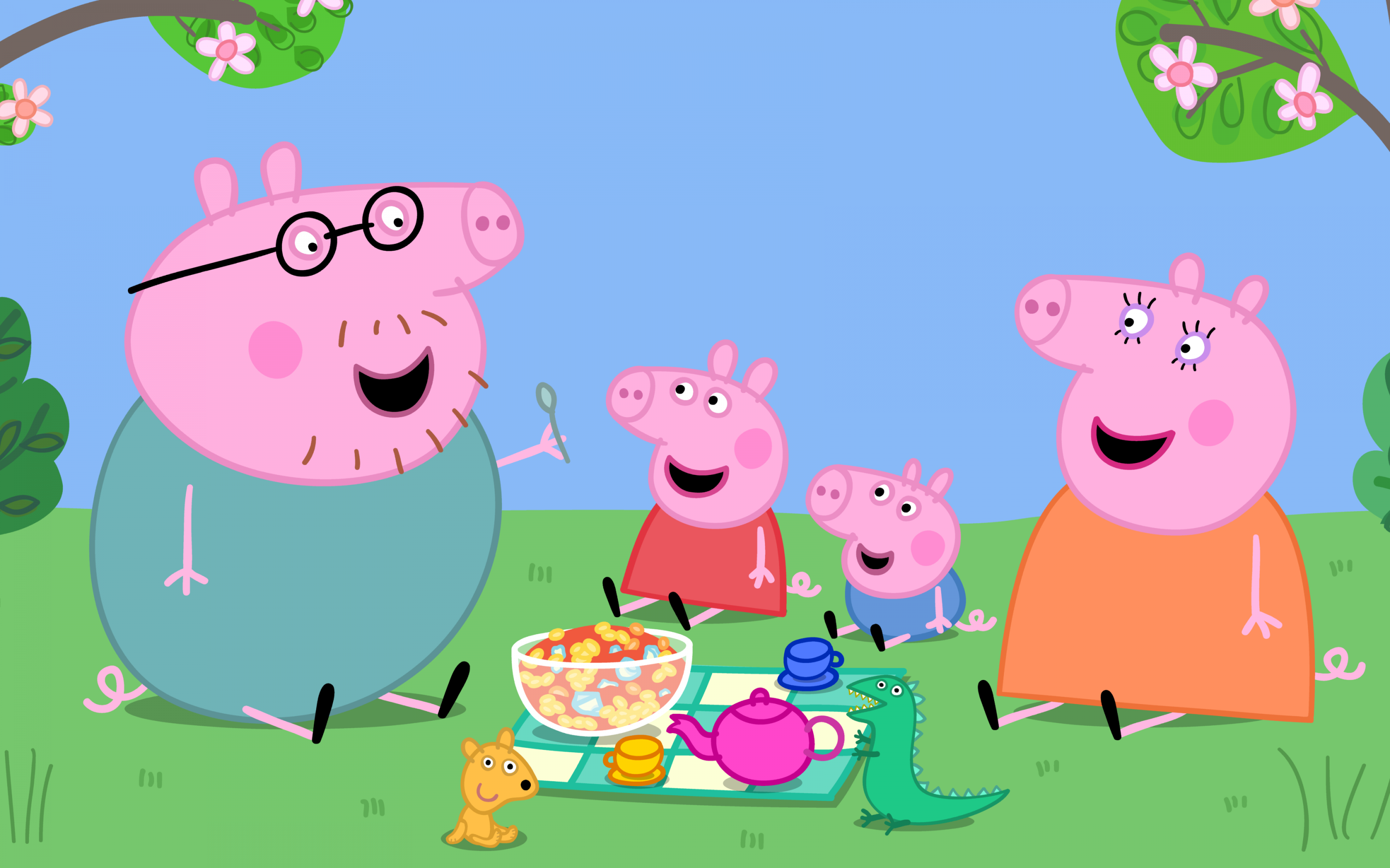 Peppa Pig family Wallpaper 4K, Cartoon, TV series, Daddy Pig