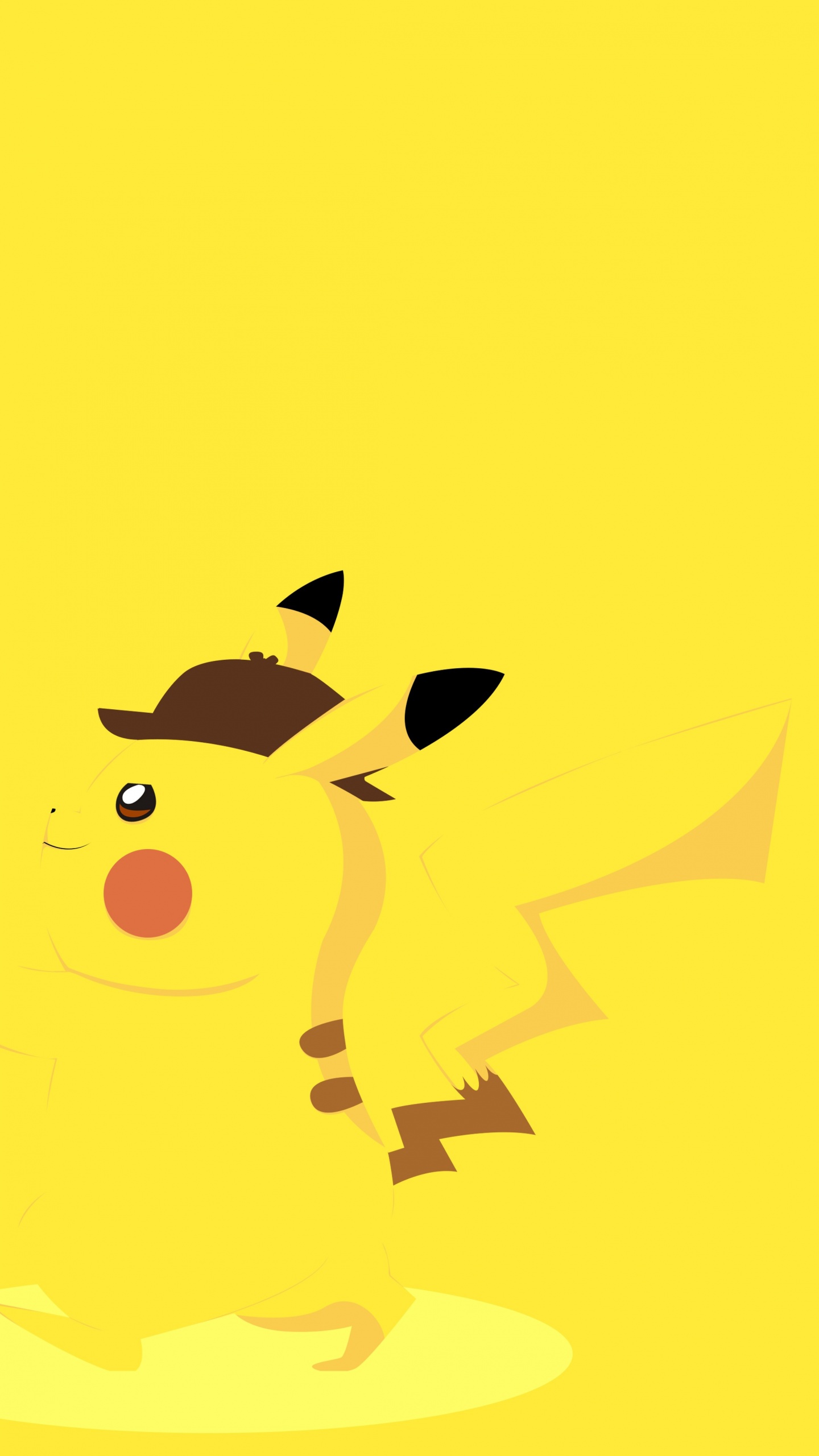 Pikachu Wallpaper 4K, Yellow background, Minimal art