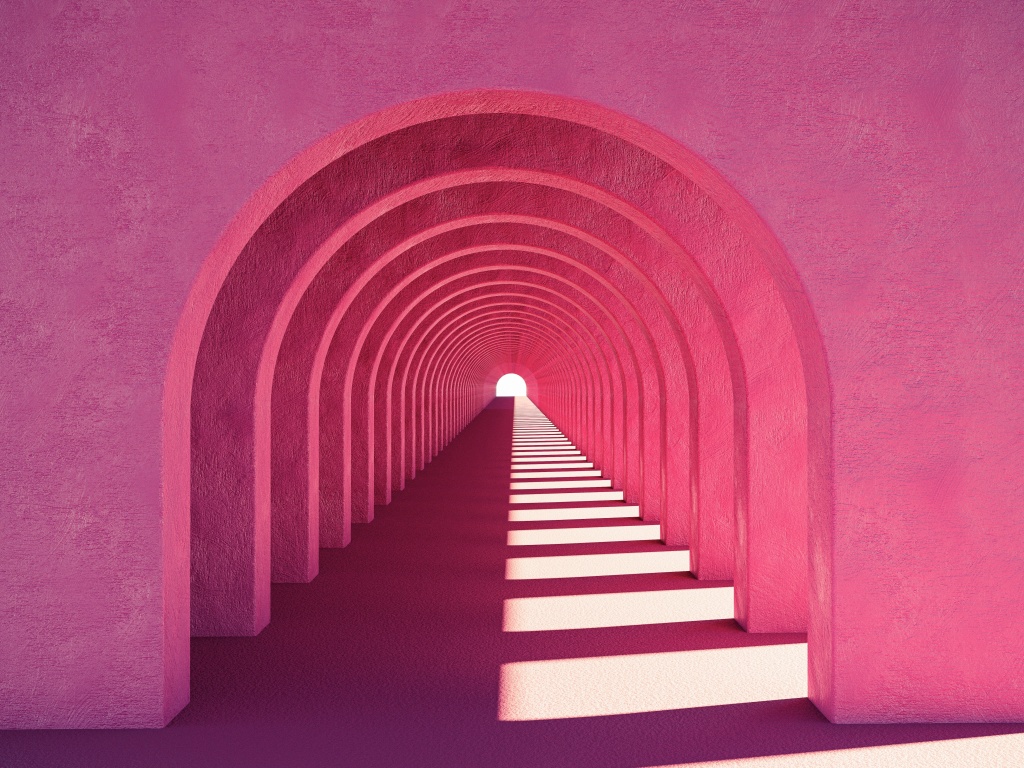 Pink aesthetic Wallpaper 4K, Arches, Tunnel, 5K