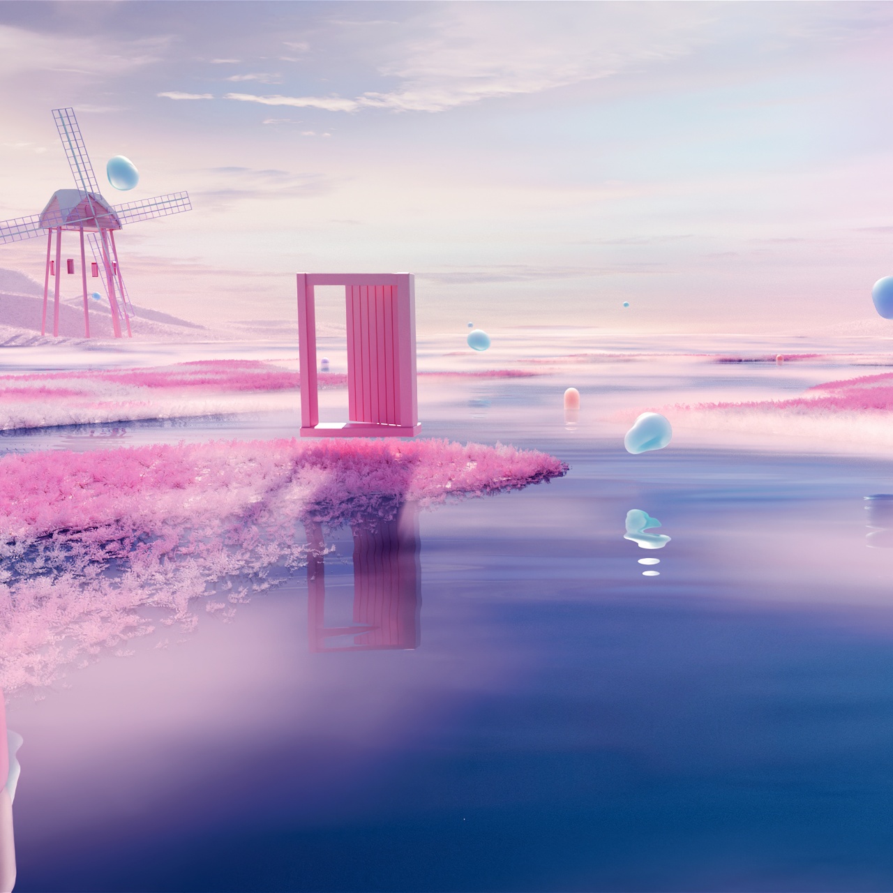Pink aesthetic Wallpaper 4K, Outdoor, Surrealism, River