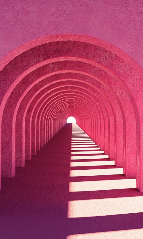 Pink aesthetic Wallpaper 4K, Arches, Tunnel, 5K
