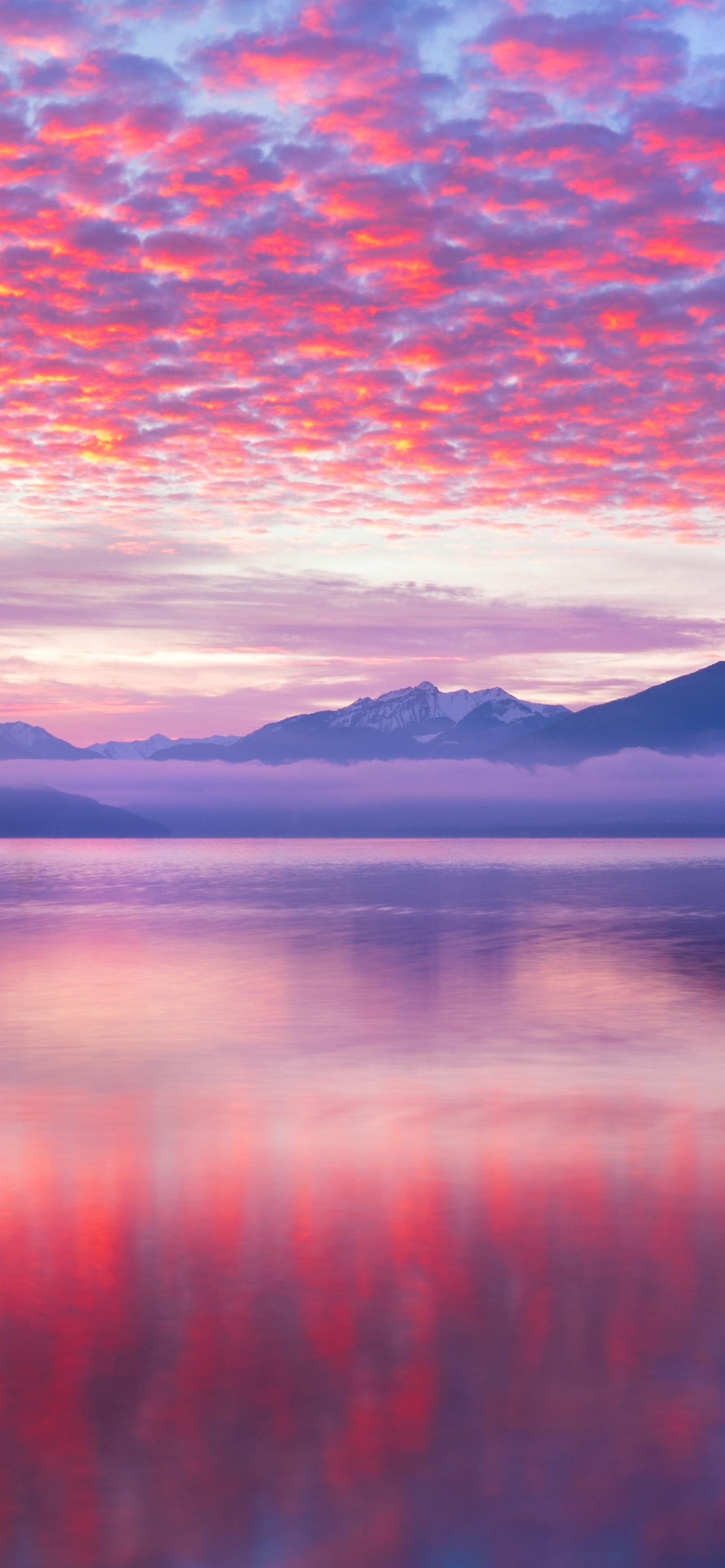 Pink Clouds 4K Wallpaper, Reflection, Lake, Body of Water, Mountains