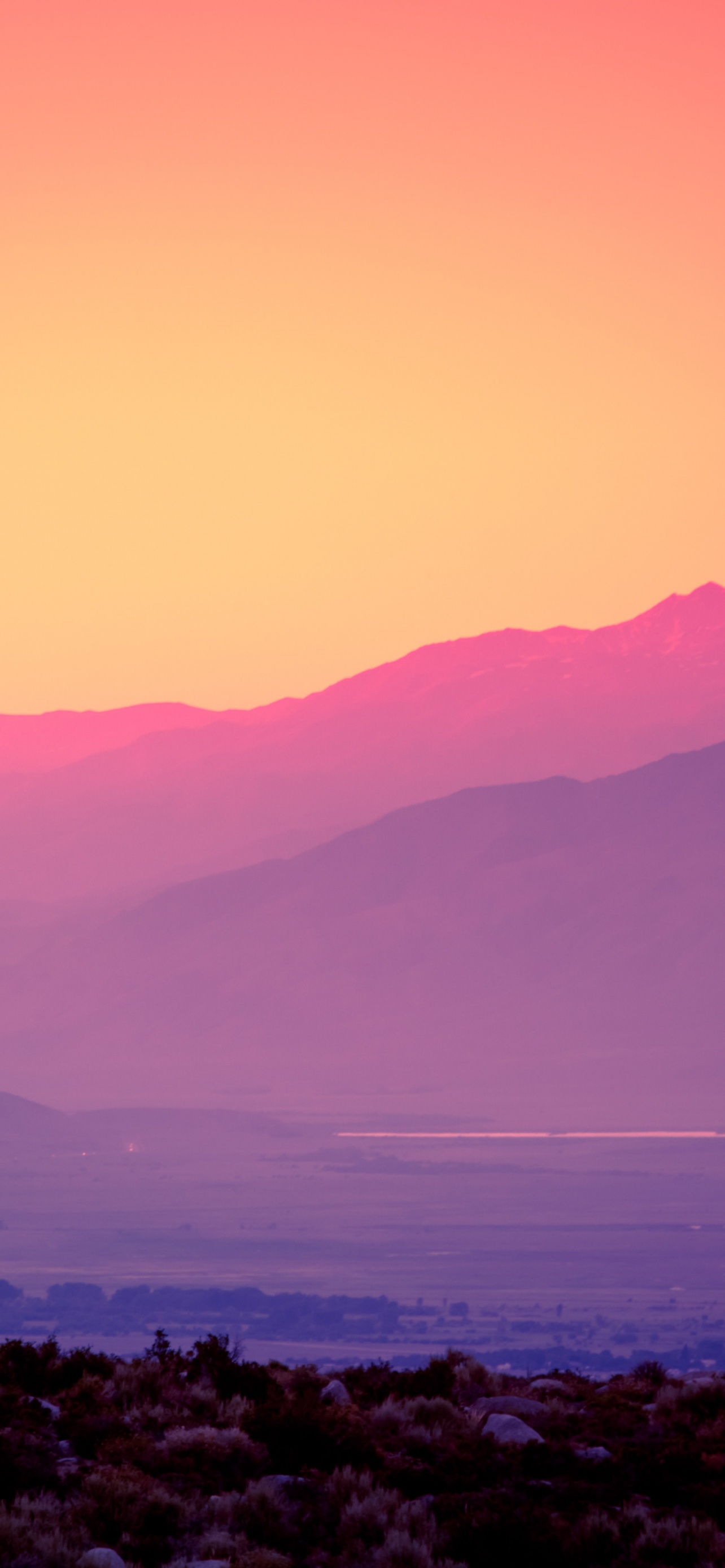 Pink Sky 4K Wallpaper, Sunset, Gradient, Mountains