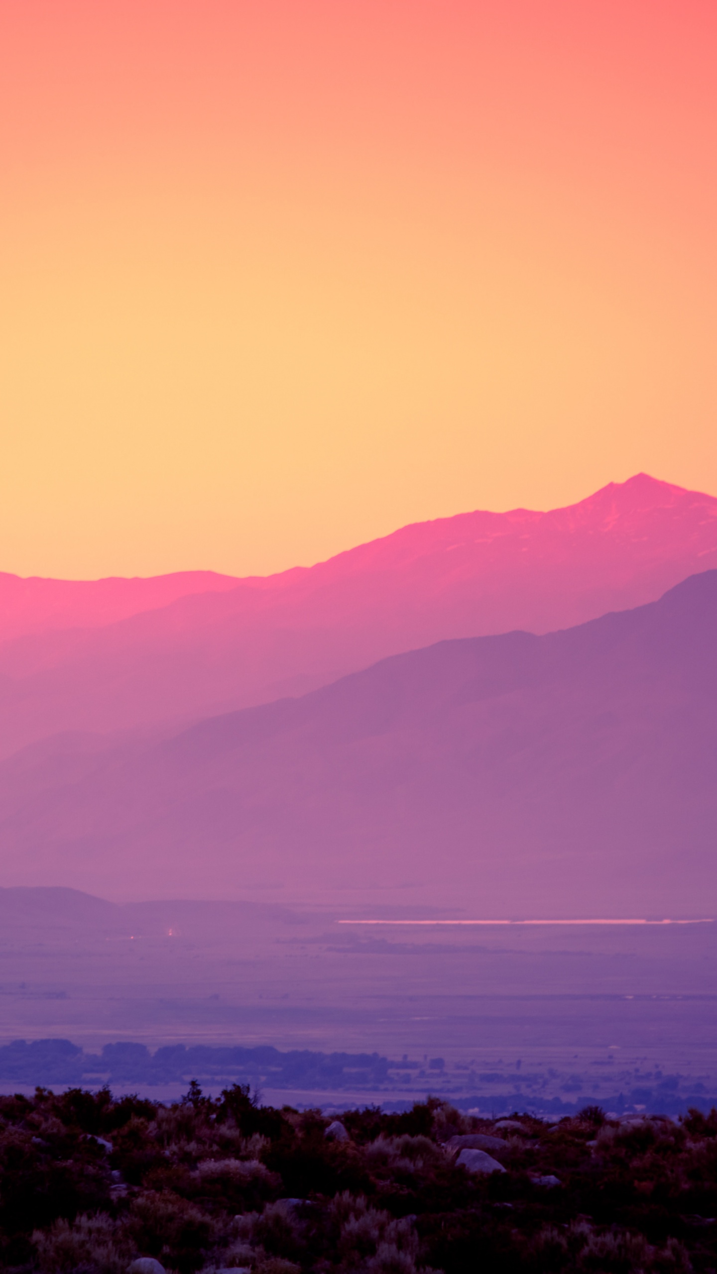 Pink Sky 4K Wallpaper Sunset Gradient Mountains 