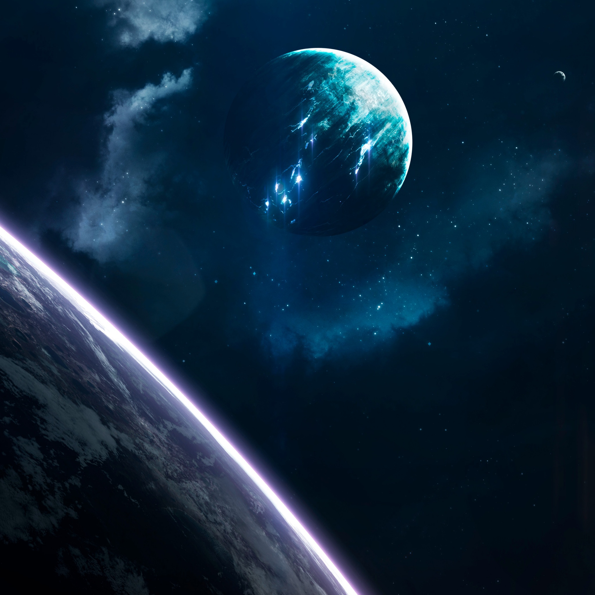 Planets Wallpaper 4K Earth Blue Galaxy Space 2475